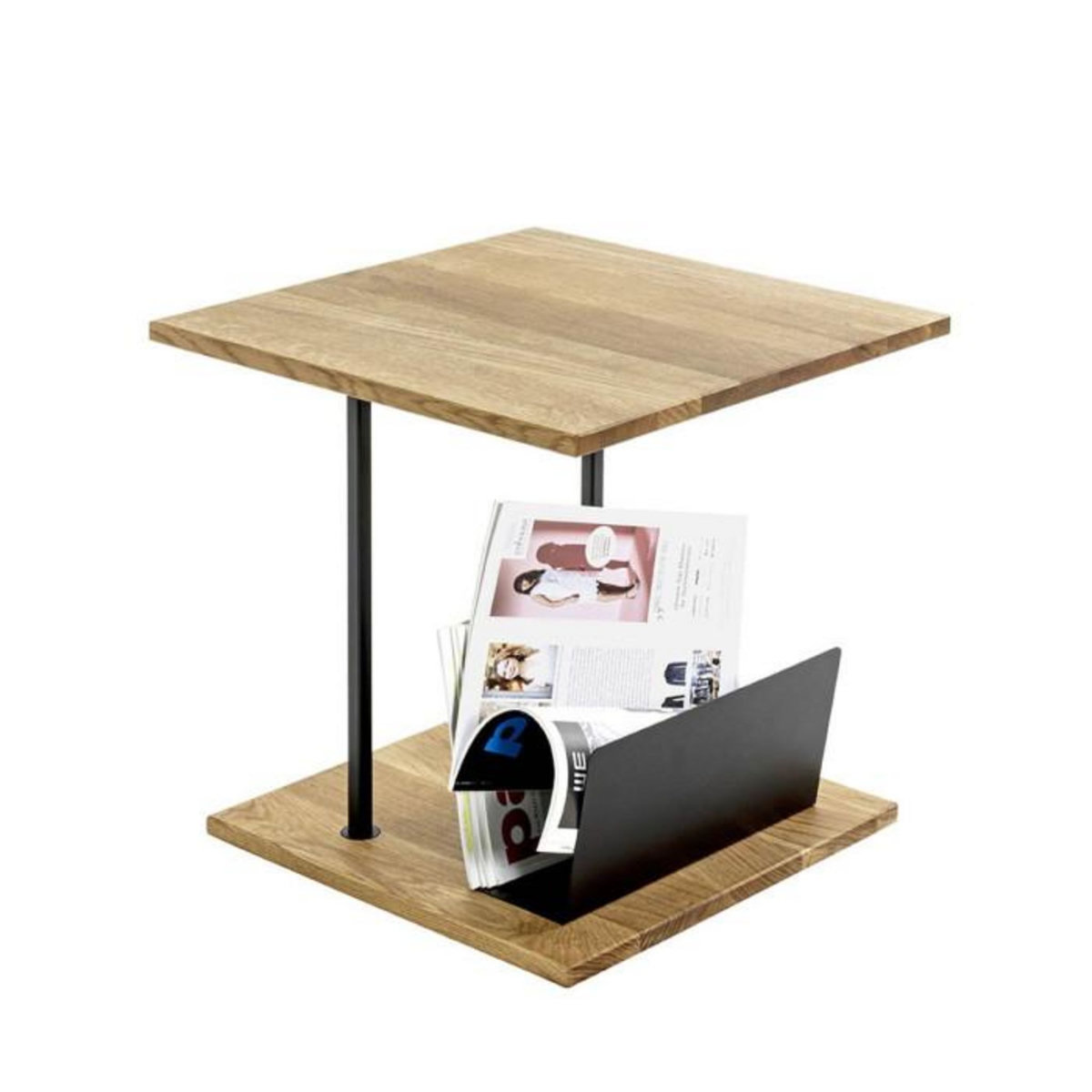 Paris Prix Table d'Appoint & Porte Revues  Pika  45cm Chêne & Noir