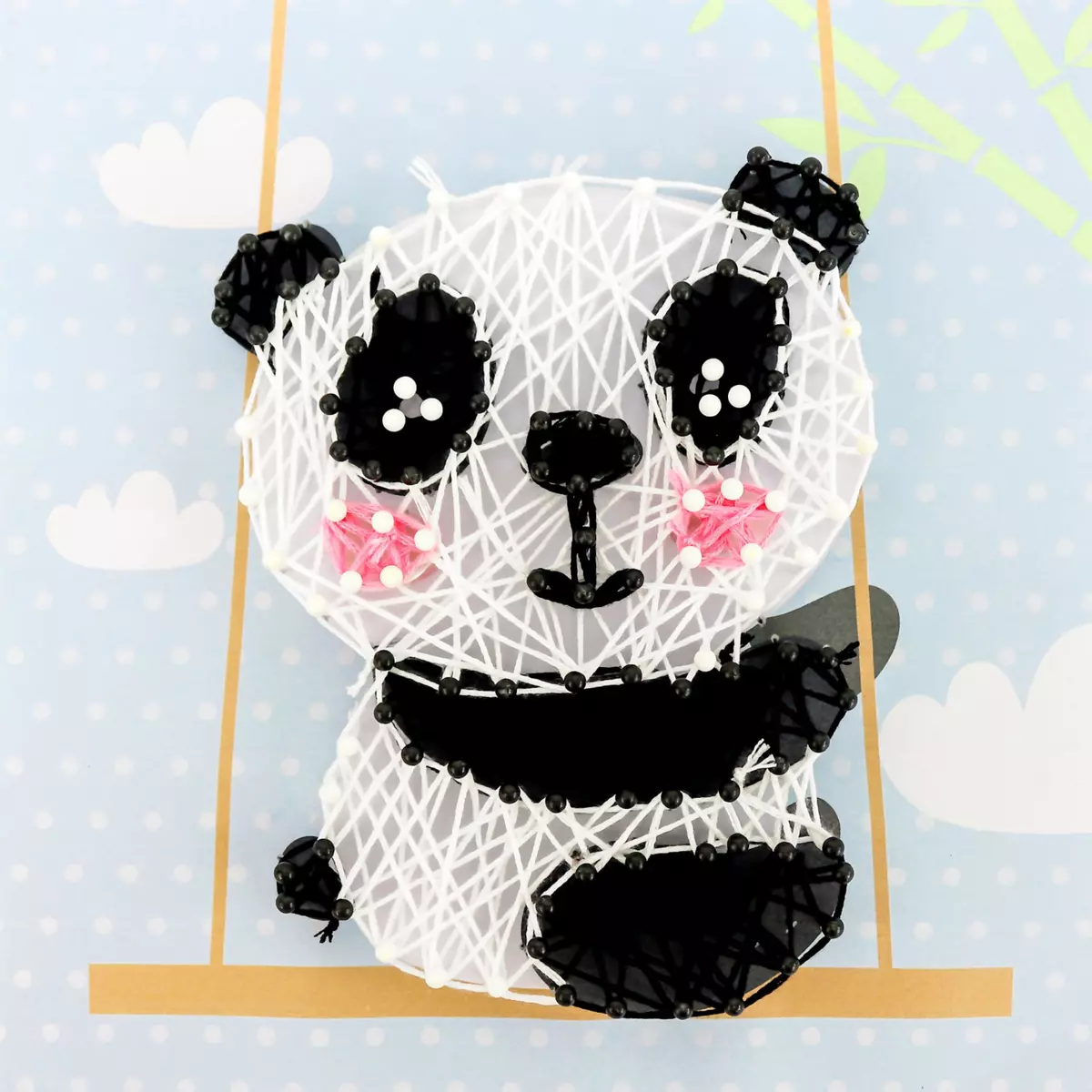 MegaCrea Tableau de fil tendu String Art Panda 21 x 21 cm