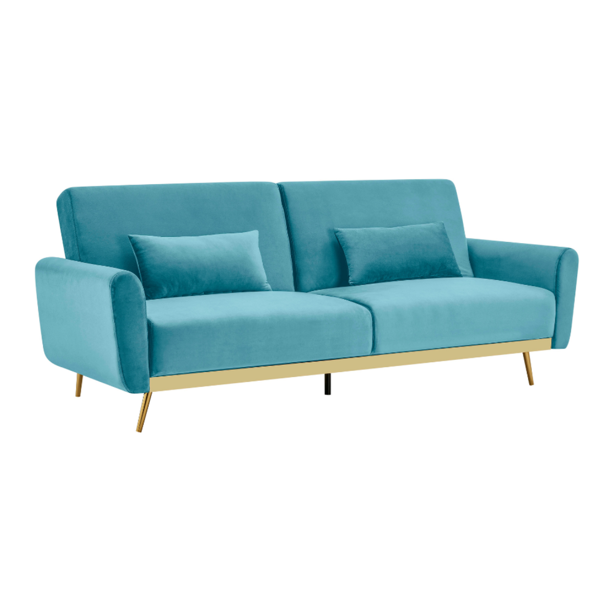 CONCEPT USINE Canapé convertible 3 places en velours bleu CYANO