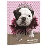 TEO JASMIN  Cahier de texte fille 15x21cm - couverture carton souple - Queen chien rose et gris