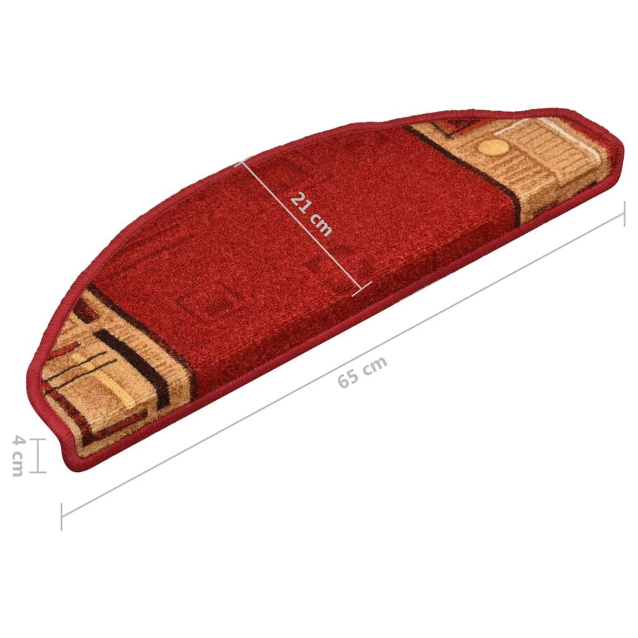 Voir la diapositive 6 : VIDAXL Tapis d'escalier autocollants 15 pcs Rouge 65x21x4 cm
