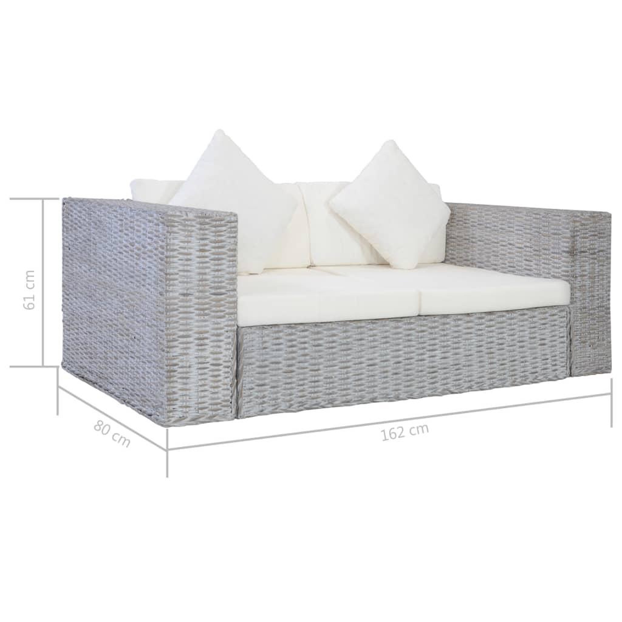 Voir la diapositive 6 : VIDAXL Canape a 2 places avec coussins Gris Rotin naturel