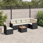 VIDAXL Salon de jardin 7 pcs avec coussins noir resine tressee