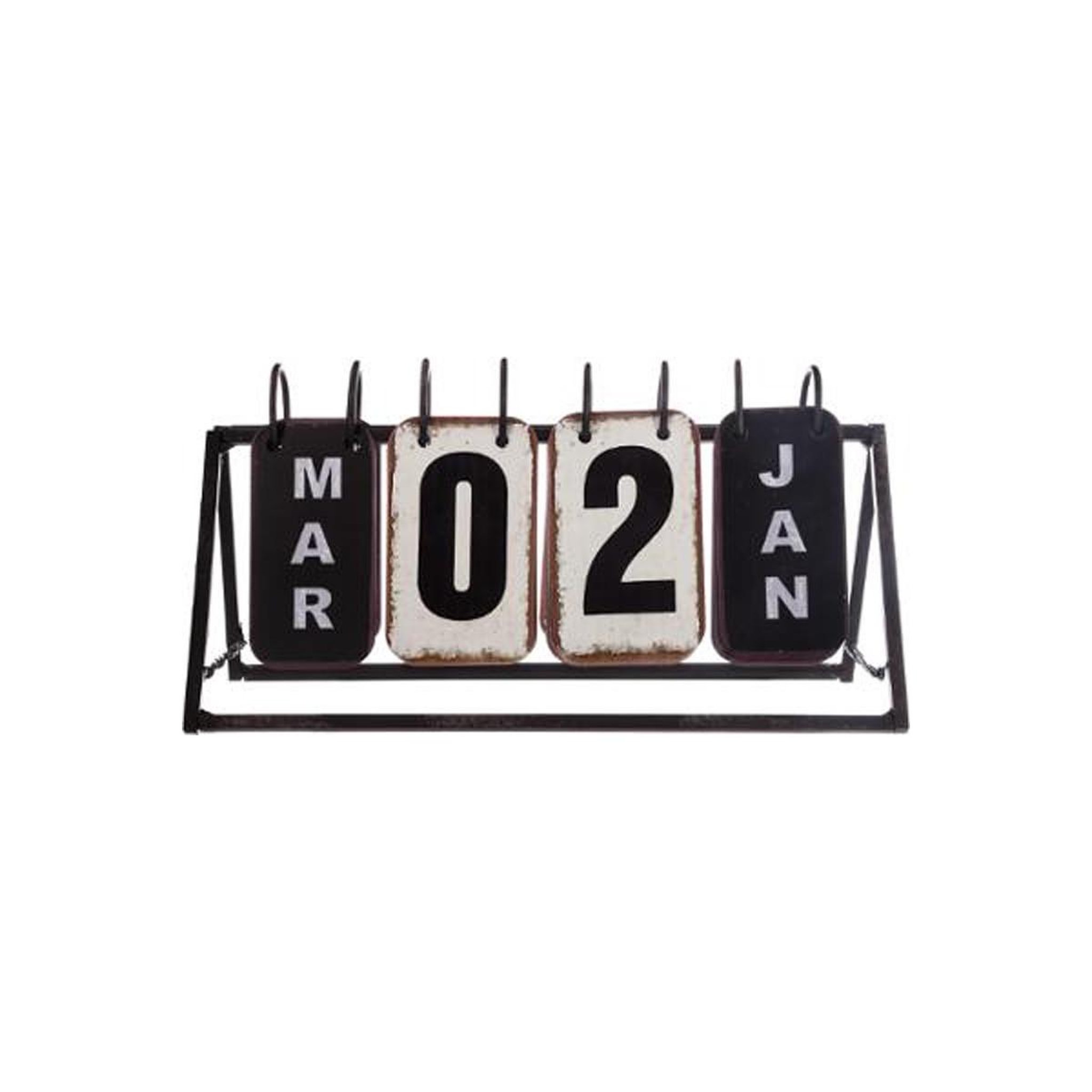 Voir la diapositive 2 : ATMOSPHERA Calendrier vintage en métal  perpétuel  27cm noir