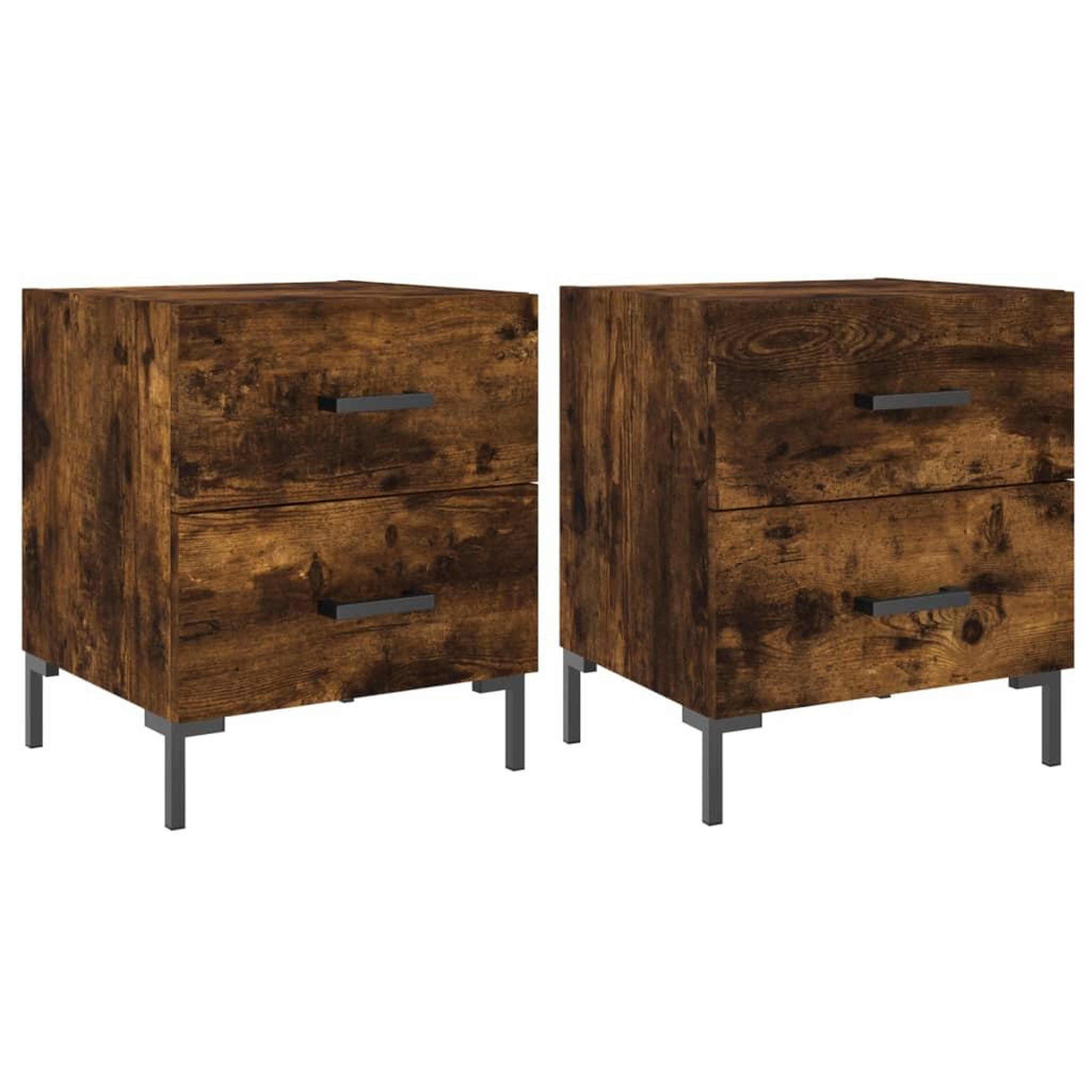 Voir la diapositive 2 : VIDAXL Tables de chevet 2pcs chene fume 40x35x47,5cm bois d'ingenierie