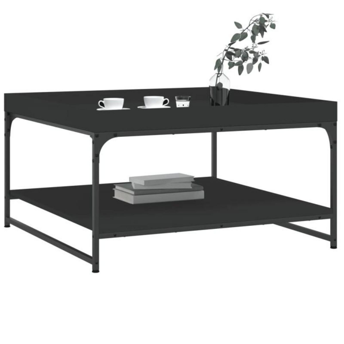 VIDAXL Table basse noir 80x80x45 cm bois d ingénierie et fer