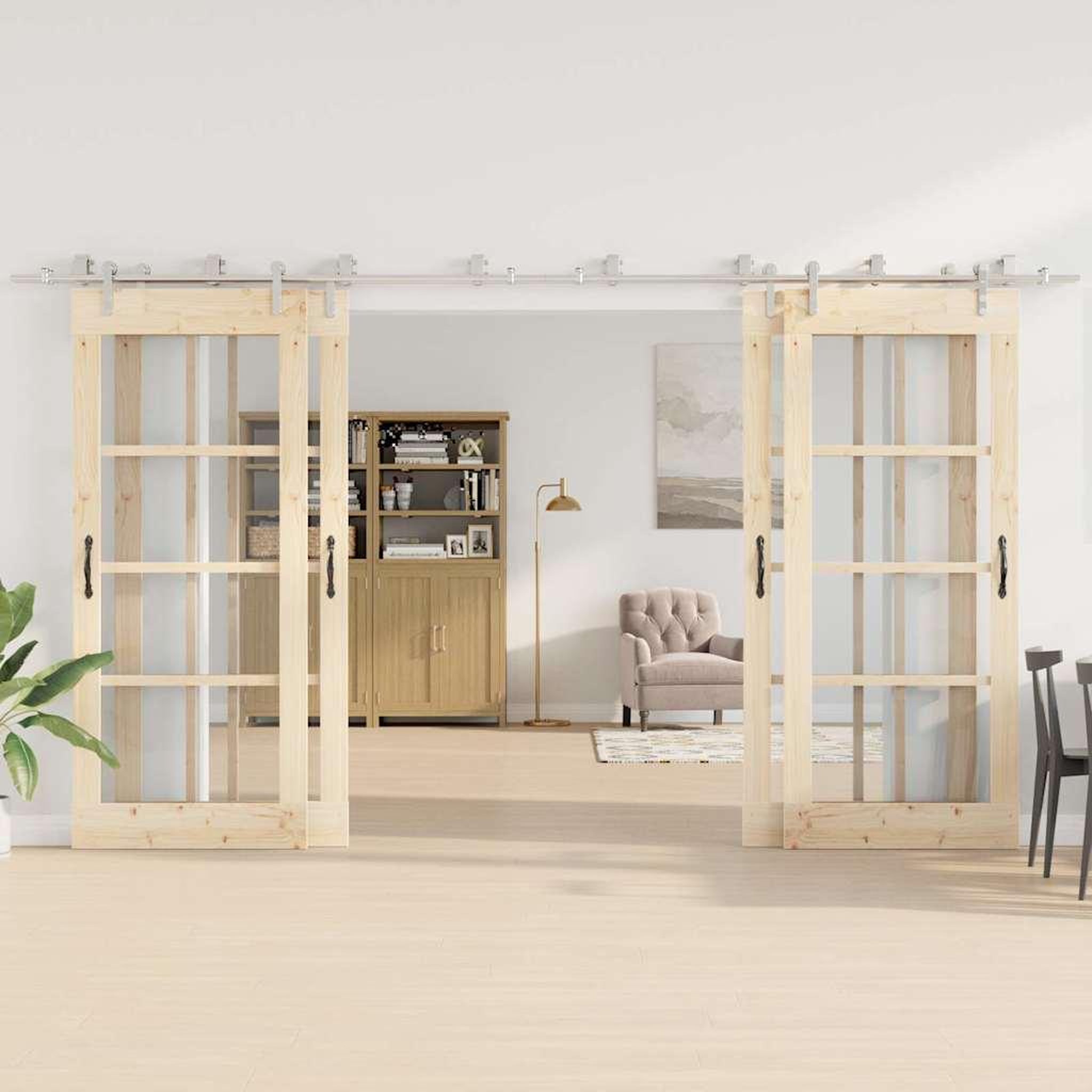 Voir la diapositive 3 : VIDAXL Kit fixation porte coulissante 400 cm Acier inoxydable Argente