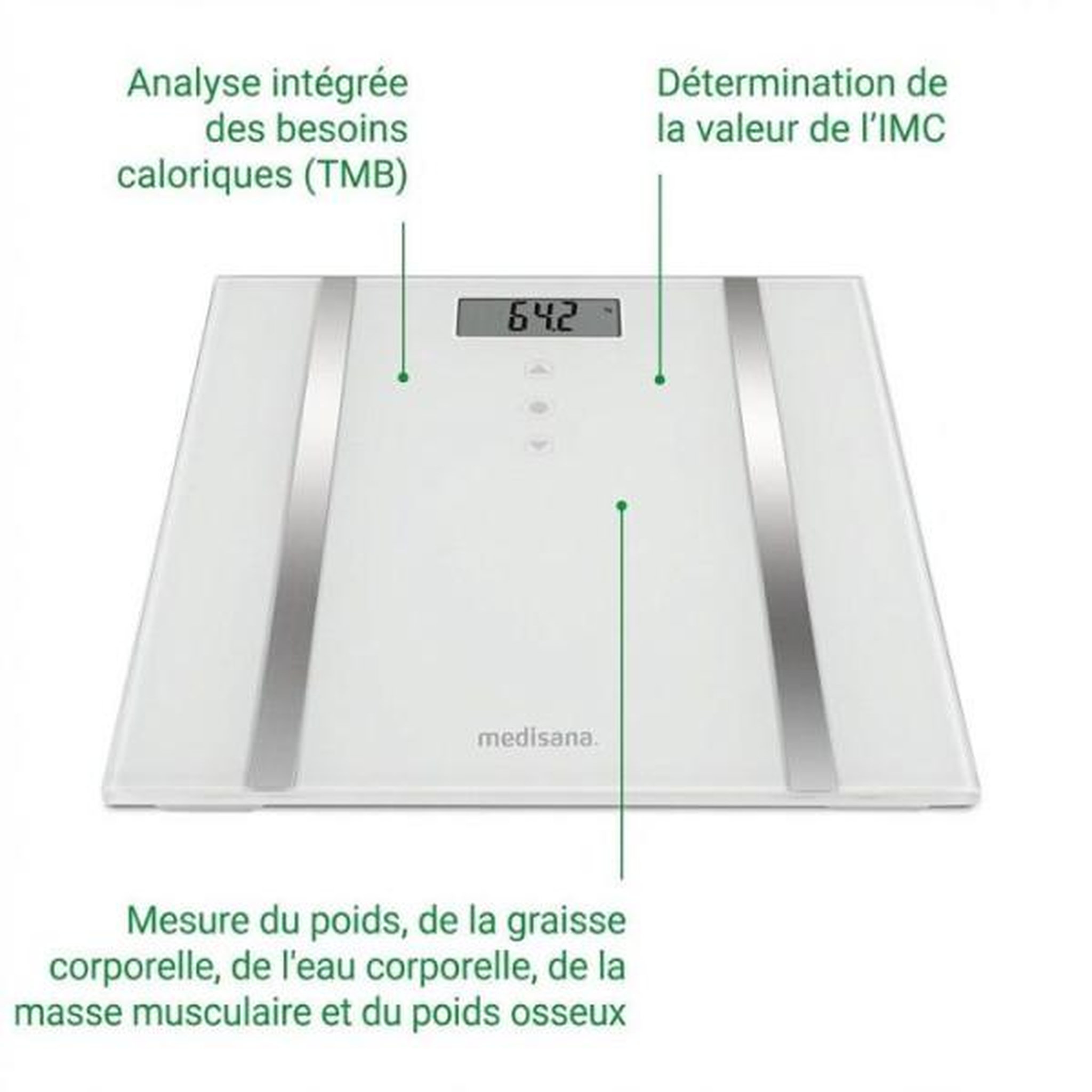 Voir la diapositive 6 : Medisana Balance - Pese Personne  - MEDISANA - BS 483 - Impédancemetre - Analyse corporelle - 180 kg max
