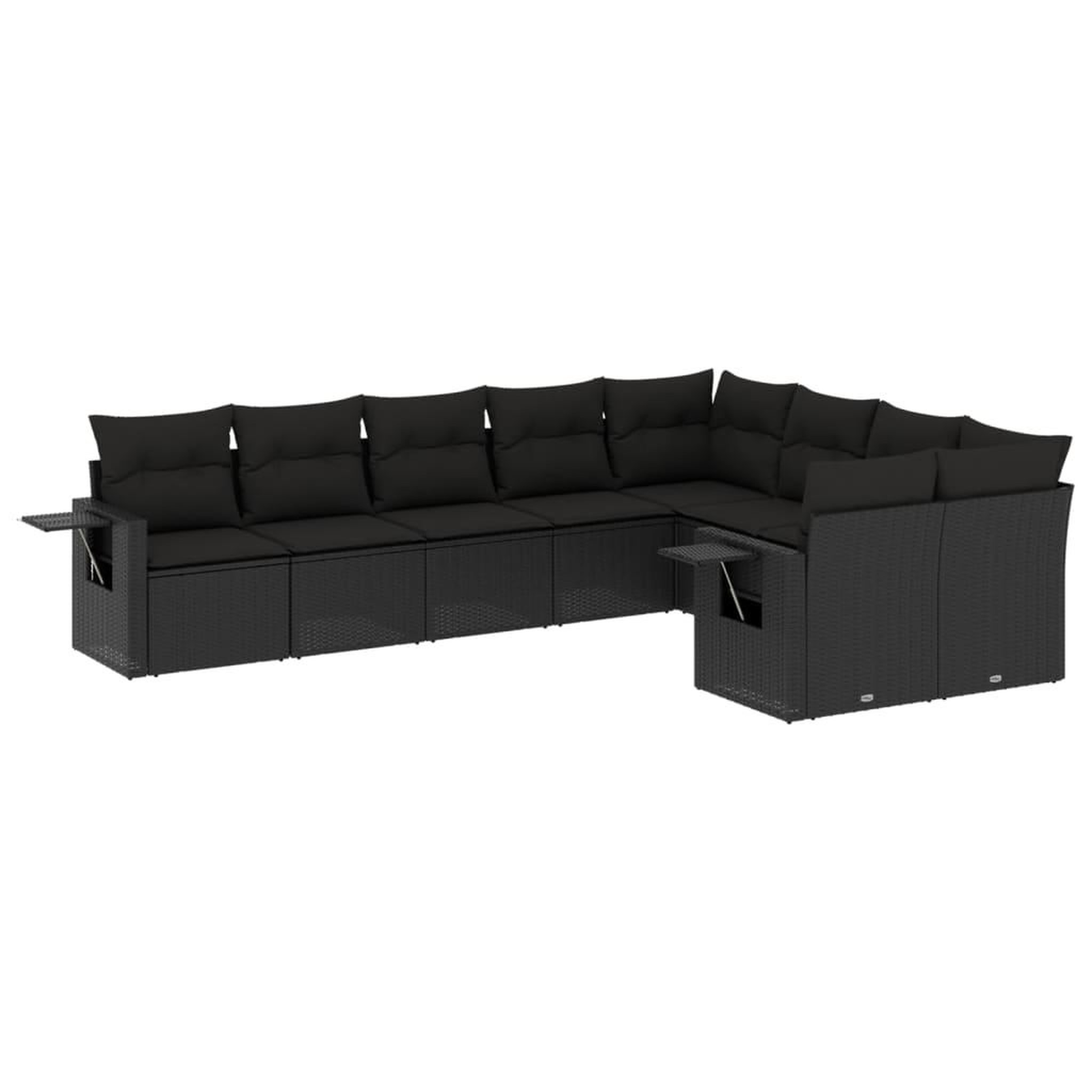 Voir la diapositive 2 : VIDAXL Salon de jardin 9 pcs avec coussins noir resine tressee