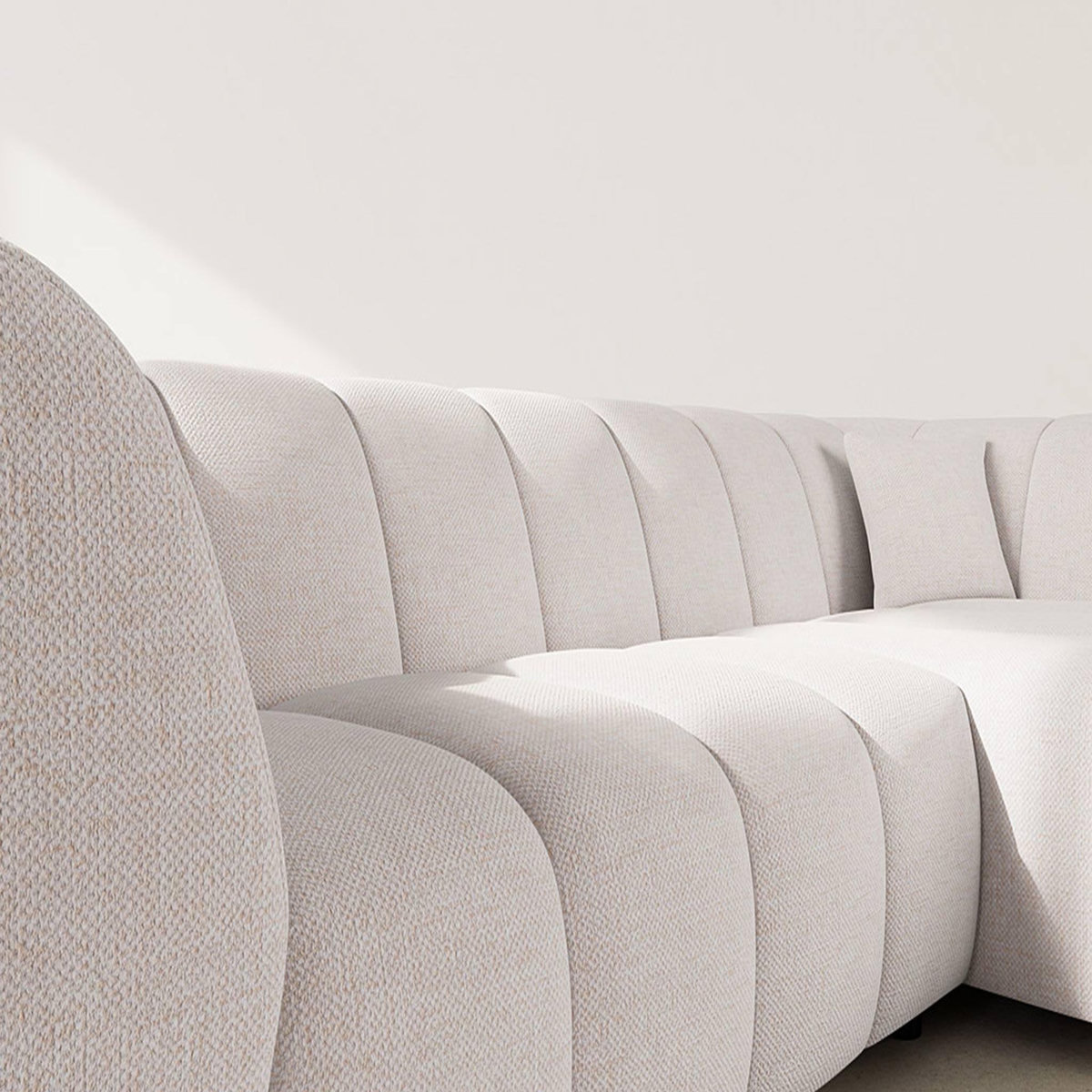 LISA DESIGN Curtis - canapé d'angle droit 4 places avec accoudoir en tissu texturé