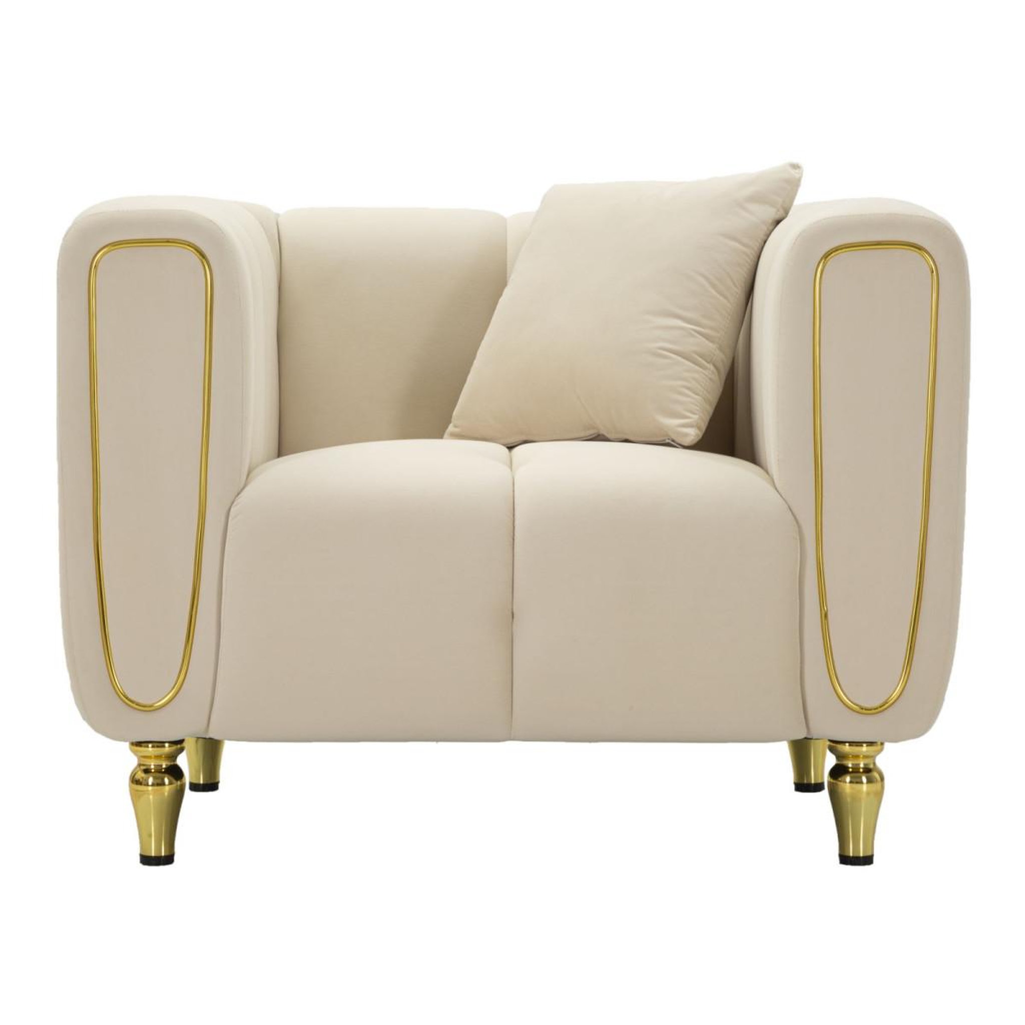 Voir la diapositive 2 : Paris Prix Fauteuil en velours matelassé  alma  97cm crème
