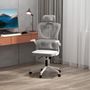 Voir la diapositive 2 : VINSETTO Fauteuil de bureau ergonomique réglable - fonction bascule, support lombaires, tétière ajustable - blanc gris
