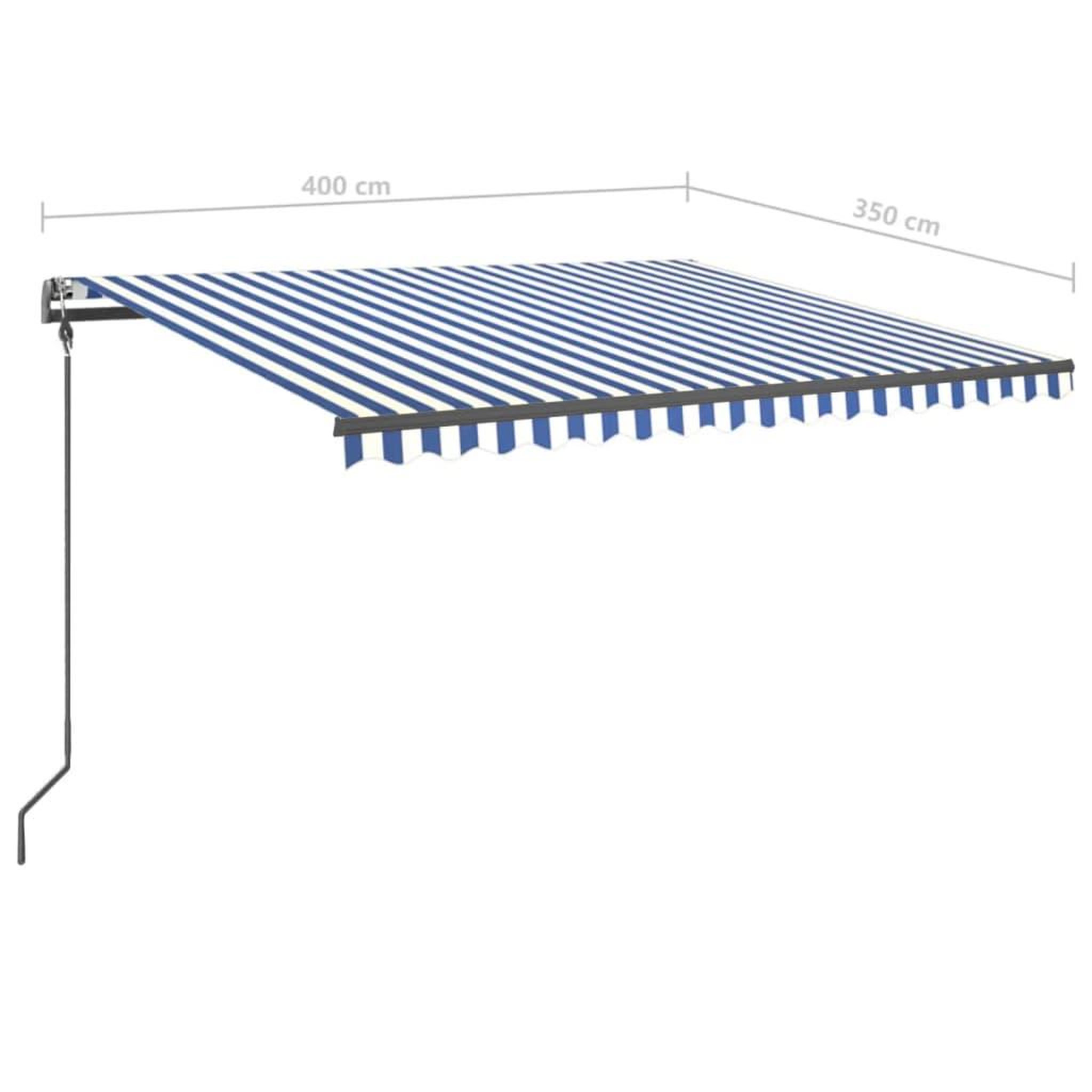 Voir la diapositive 6 : VIDAXL Auvent manuel retractable avec poteaux 4x3,5 m Bleu et blanc