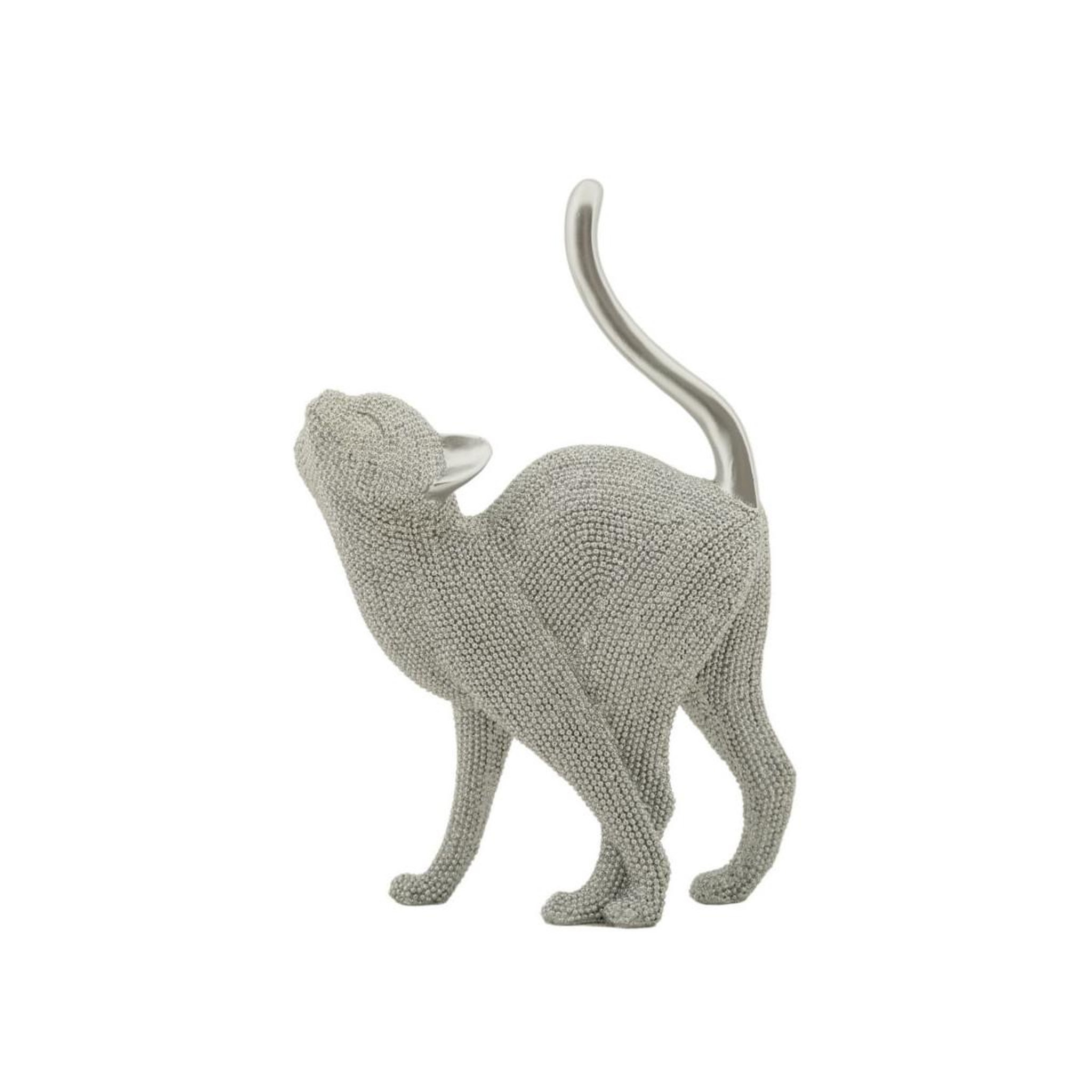 Paris Prix Statuette déco chat  sparky  26cm argent