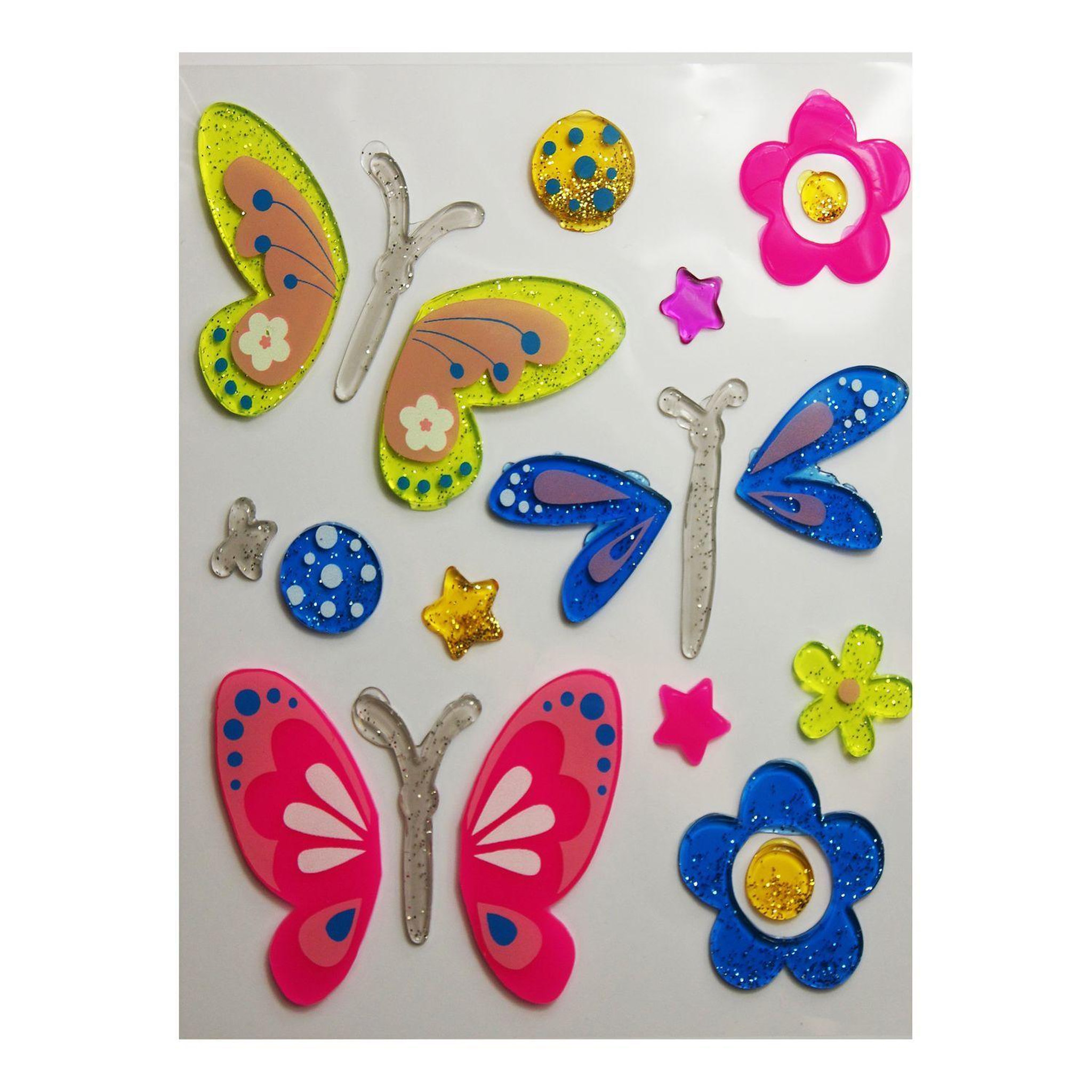 Voir la diapositive 3 : GLOBAL GIFT Décoration de fenêtre en gel - Papillons - Paillettes