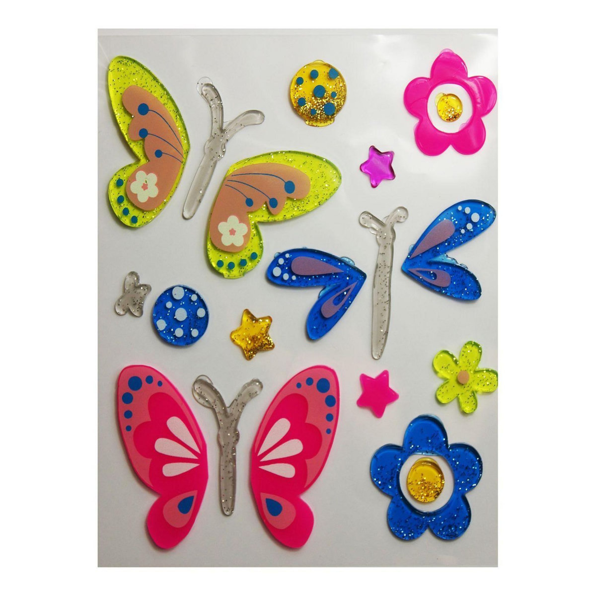 GLOBAL GIFT Décoration de fenêtre en gel - Papillons - Paillettes