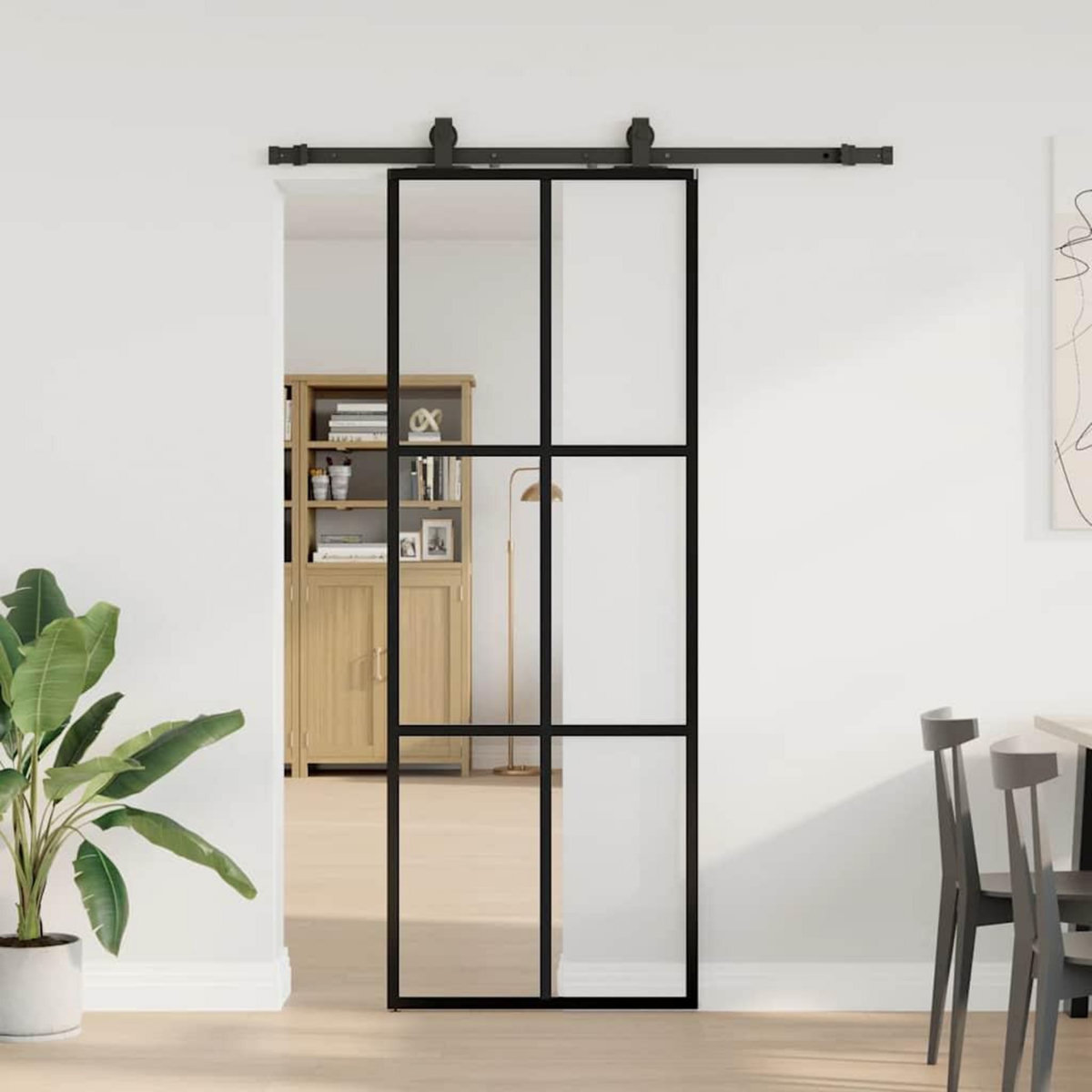 VIDAXL Porte coulissante kit de quincaillerie noir 76x205 cm verre ESG