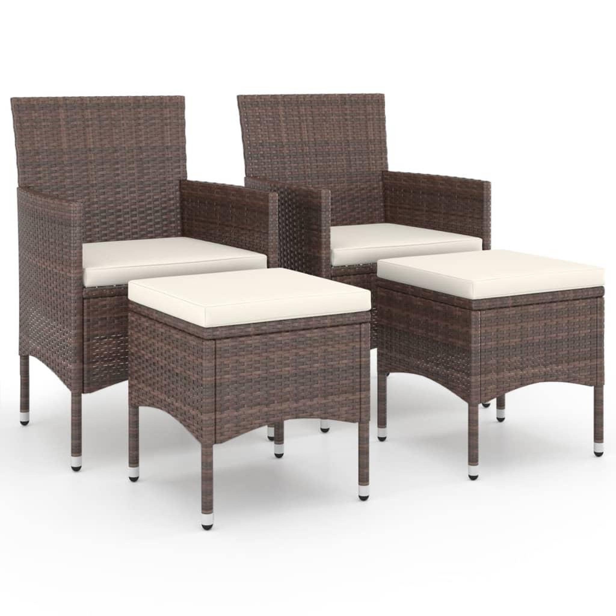 Voir la diapositive 2 : VIDAXL Jeu de chaise et tabouret de jardin 4 pcs Resine tressee Marron