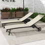 Voir la diapositive 4 : OUTSUNNY Lot de 2 bains de soleil transats inclinables - 2 roulettes - alu. textilène beige kaki
