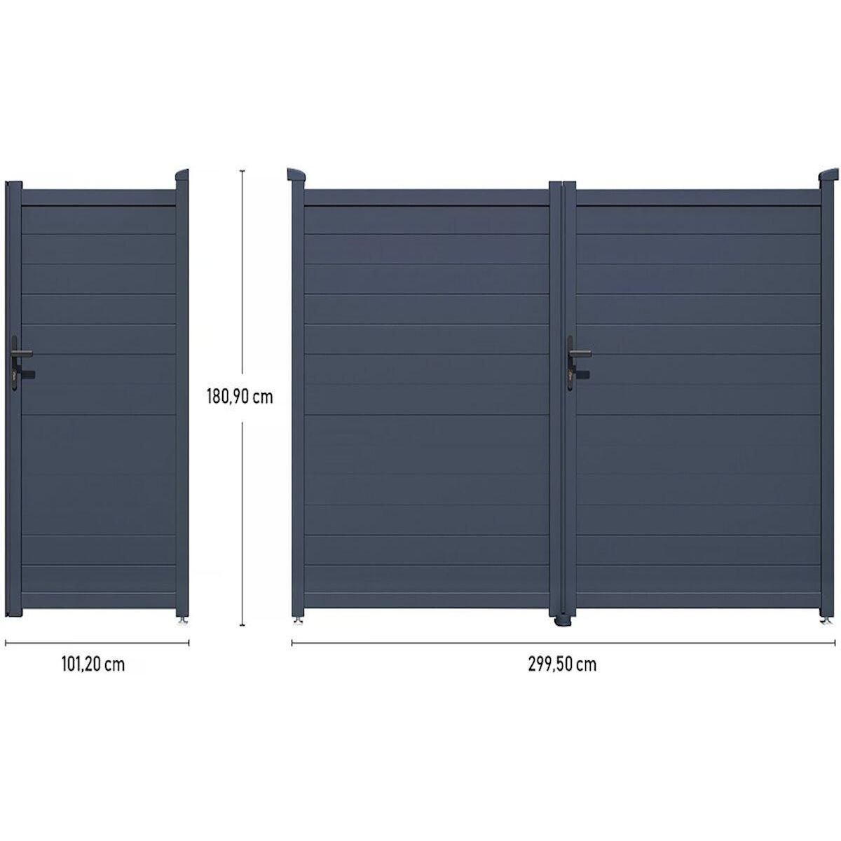 Habitat et Jardin Pack portail + portillon  Marc  - Gris