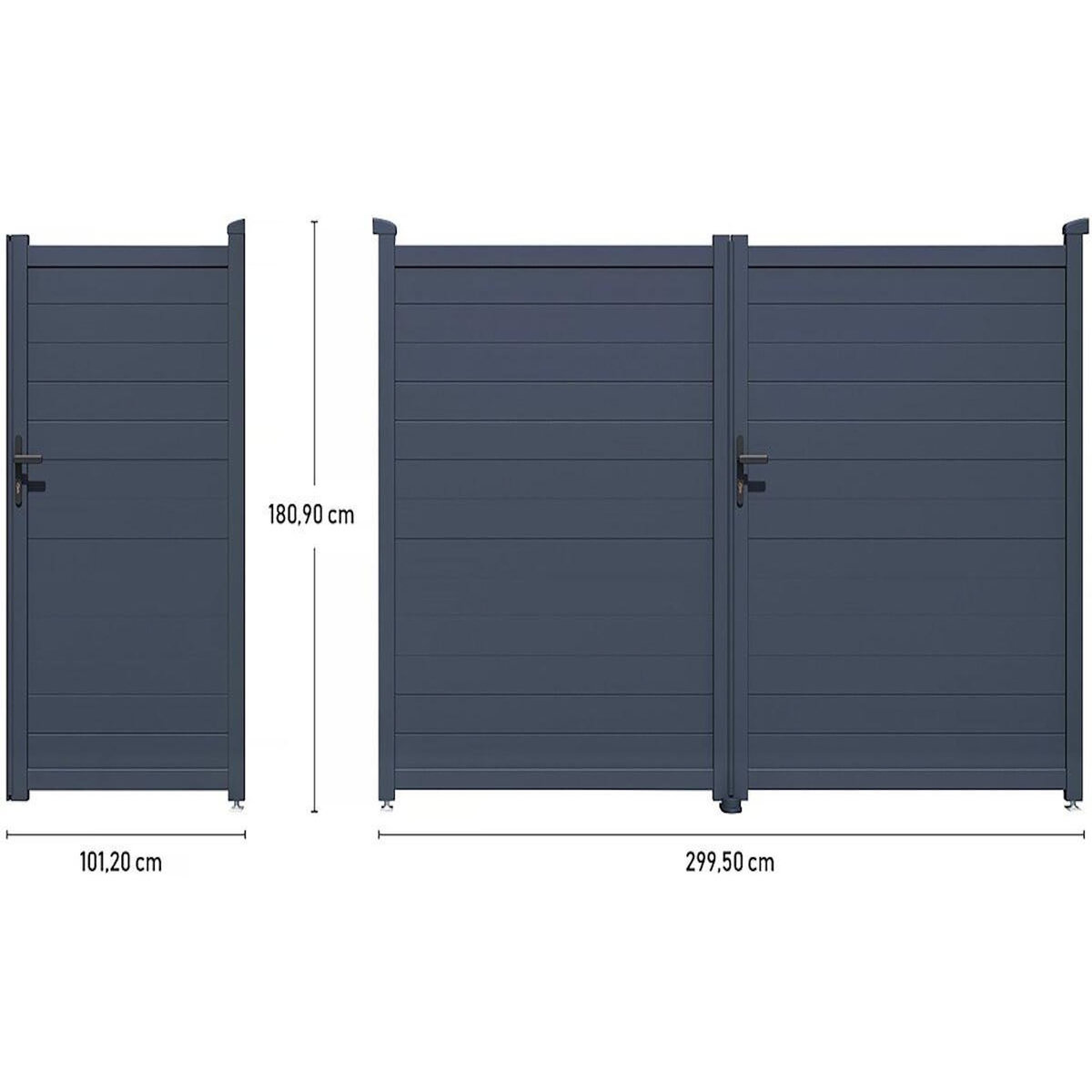 Habitat et Jardin Pack portail + portillon  Marc  - Gris