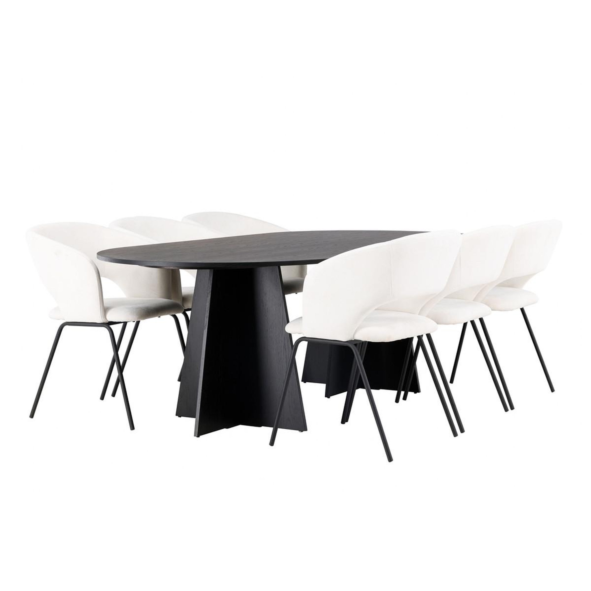 Paris Prix Ensemble table à manger & 6 chaises  bootcut & day  230cm noir & blanc cassé