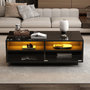 Voir la diapositive 2 : MERAX Table basse rectangulaire noir avec 2 tiroirs - 50x94 cm led panneau de particules