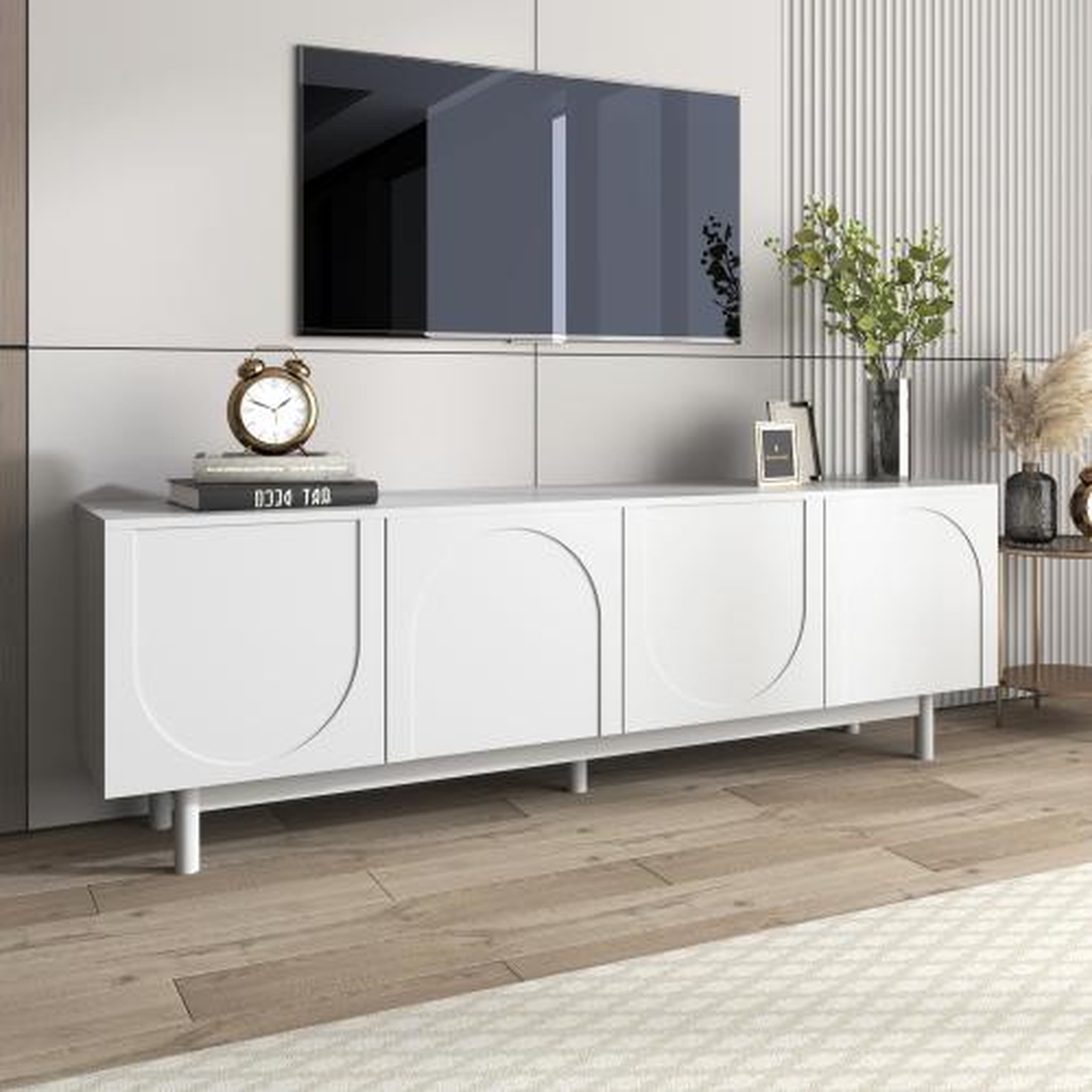 Voir la diapositive 4 : MERAX Meuble tv blanc 175 cm panneau de particules