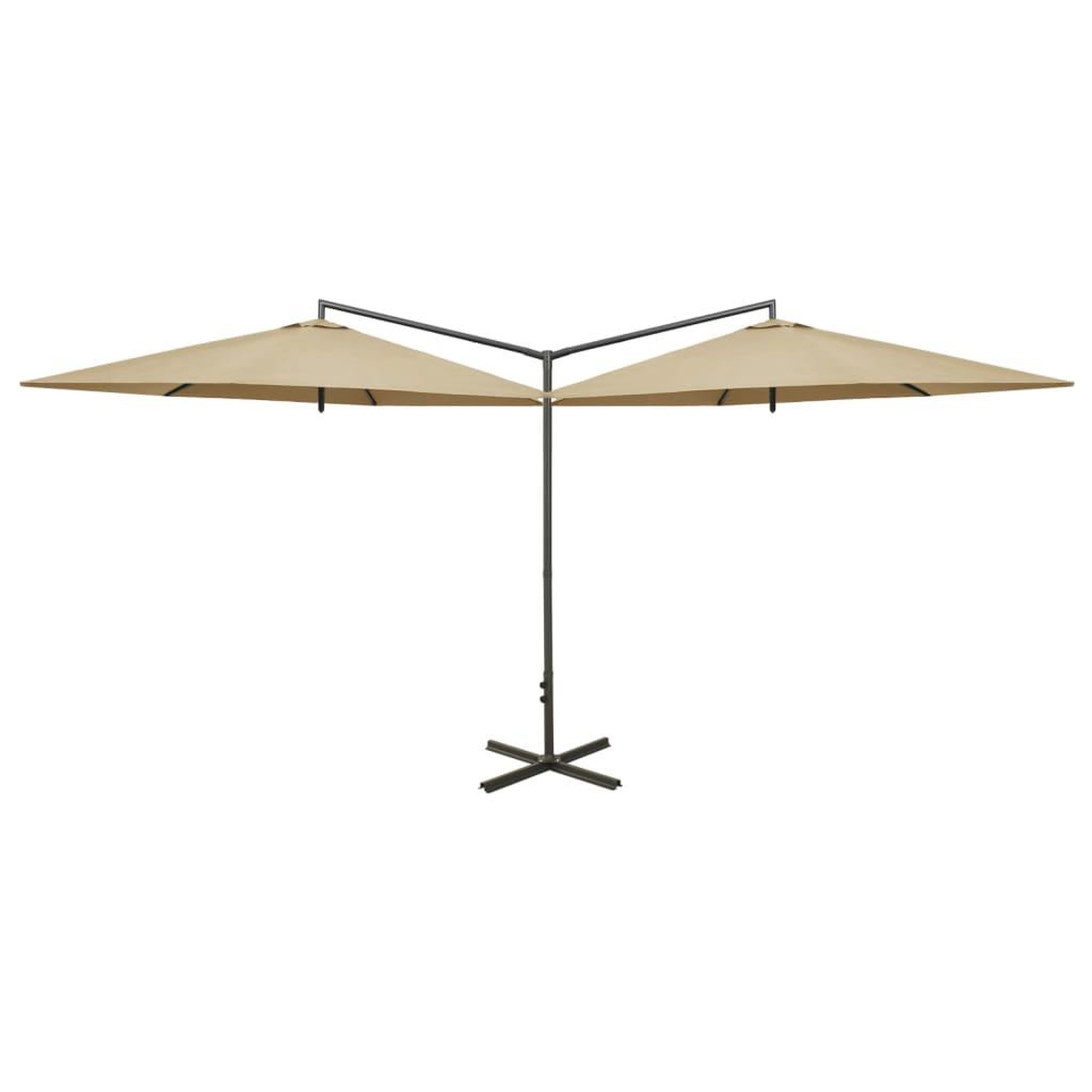 Voir la diapositive 2 : VIDAXL Parasol de jardin double avec mat en acier taupe 600 cm