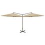 Voir la diapositive 2 : VIDAXL Parasol de jardin double avec mat en acier taupe 600 cm