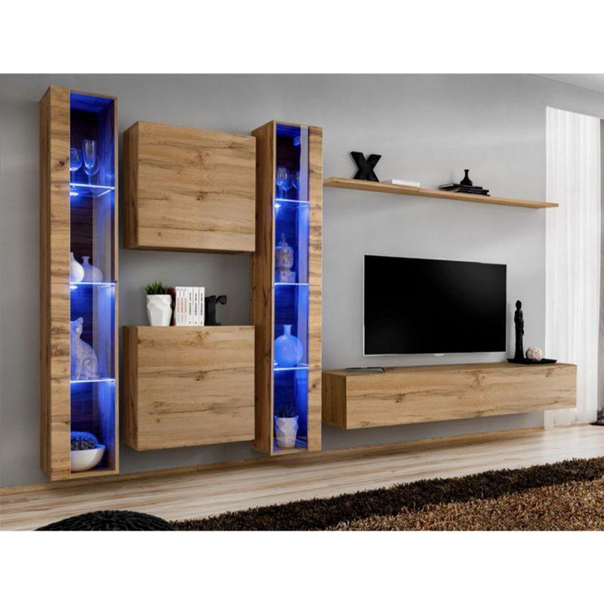 Paris Prix Meuble TV Mural Design  Switch XVI  330cm Naturel