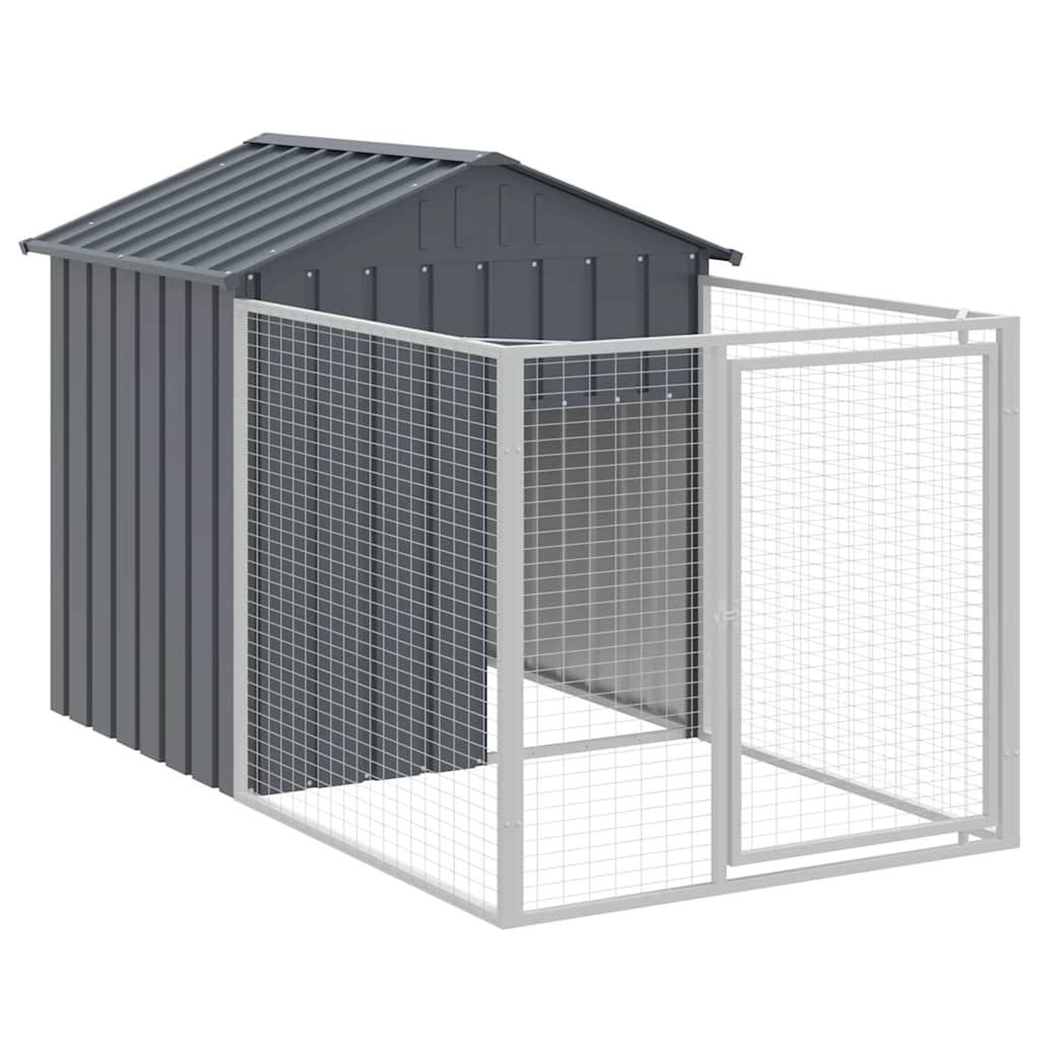 Voir la diapositive 2 : VIDAXL Niche pour chien avec cour anthracite 117x201x123 cm