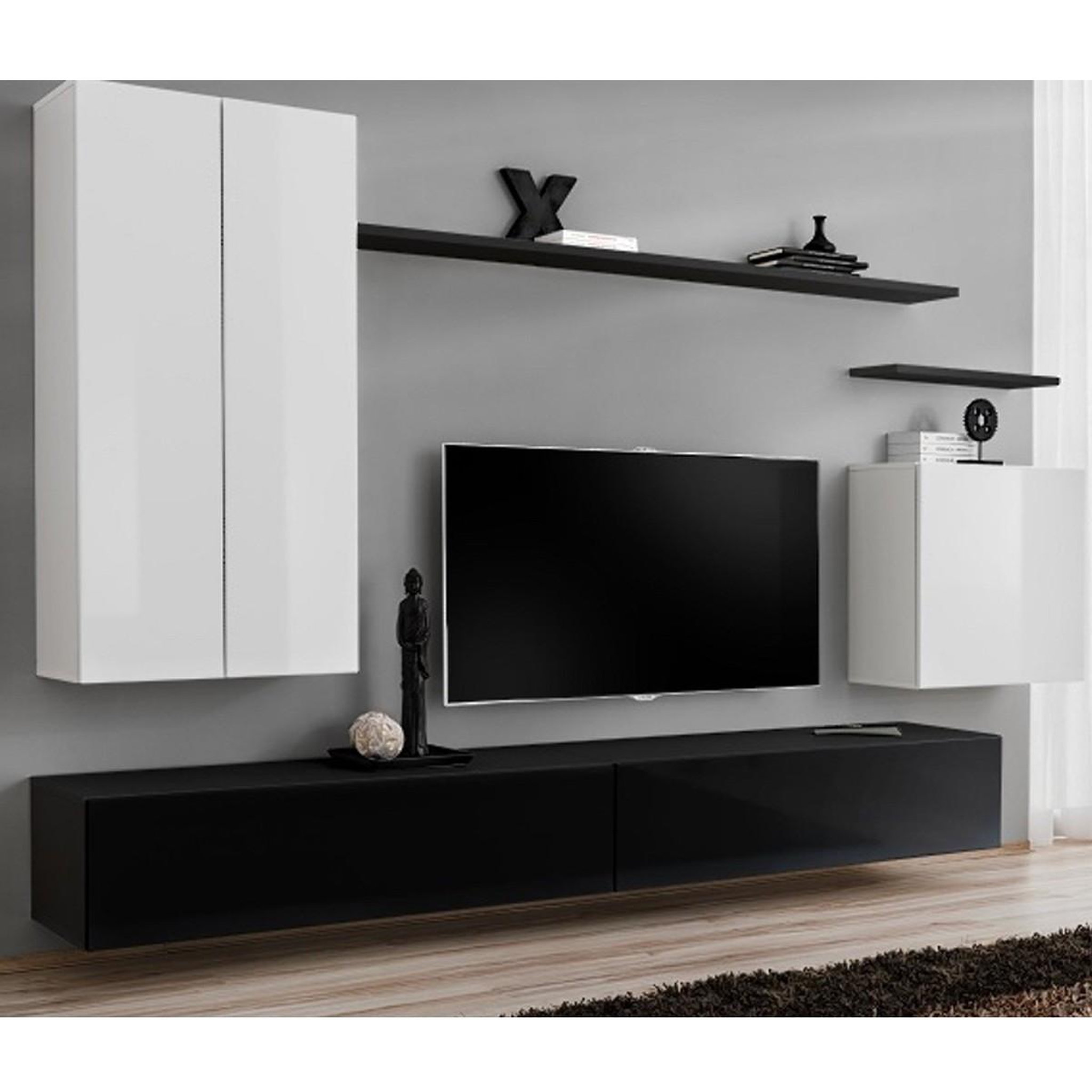 Paris Prix Meuble tv mural design  switch ii  270cm blanc & noir