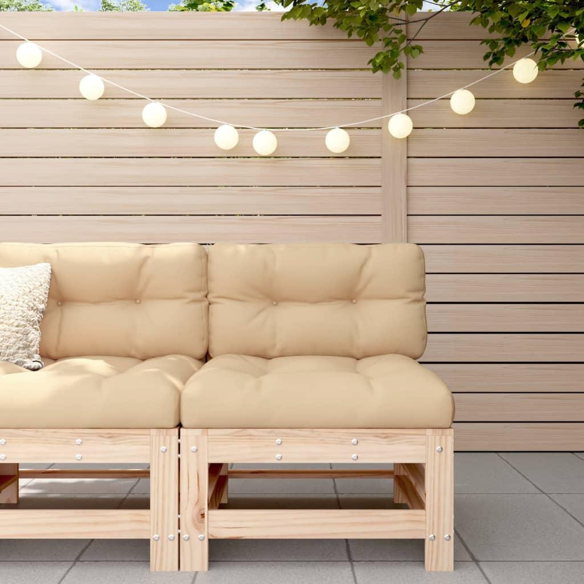 VIDAXL Canape central avec coussins bois de pin massif