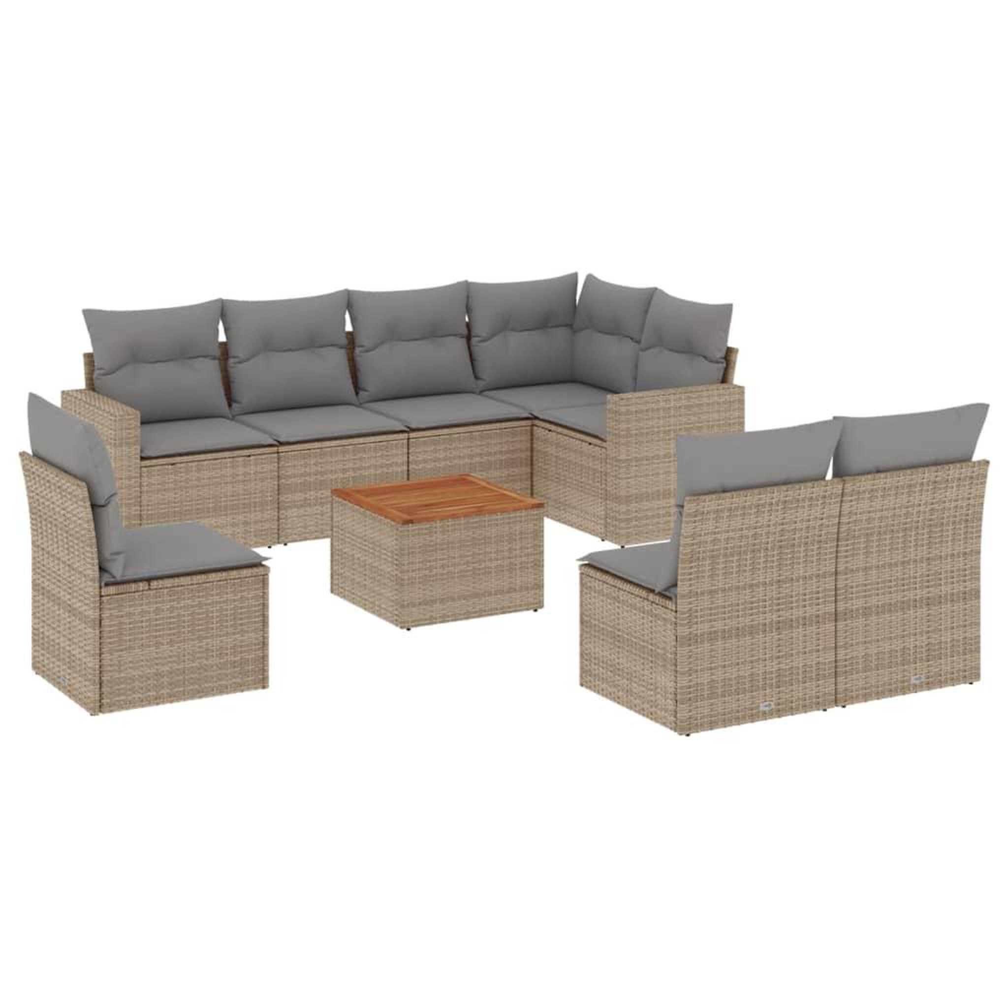 Voir la diapositive 2 : VIDAXL Salon de jardin avec coussins 9 pcs beige resine tressee