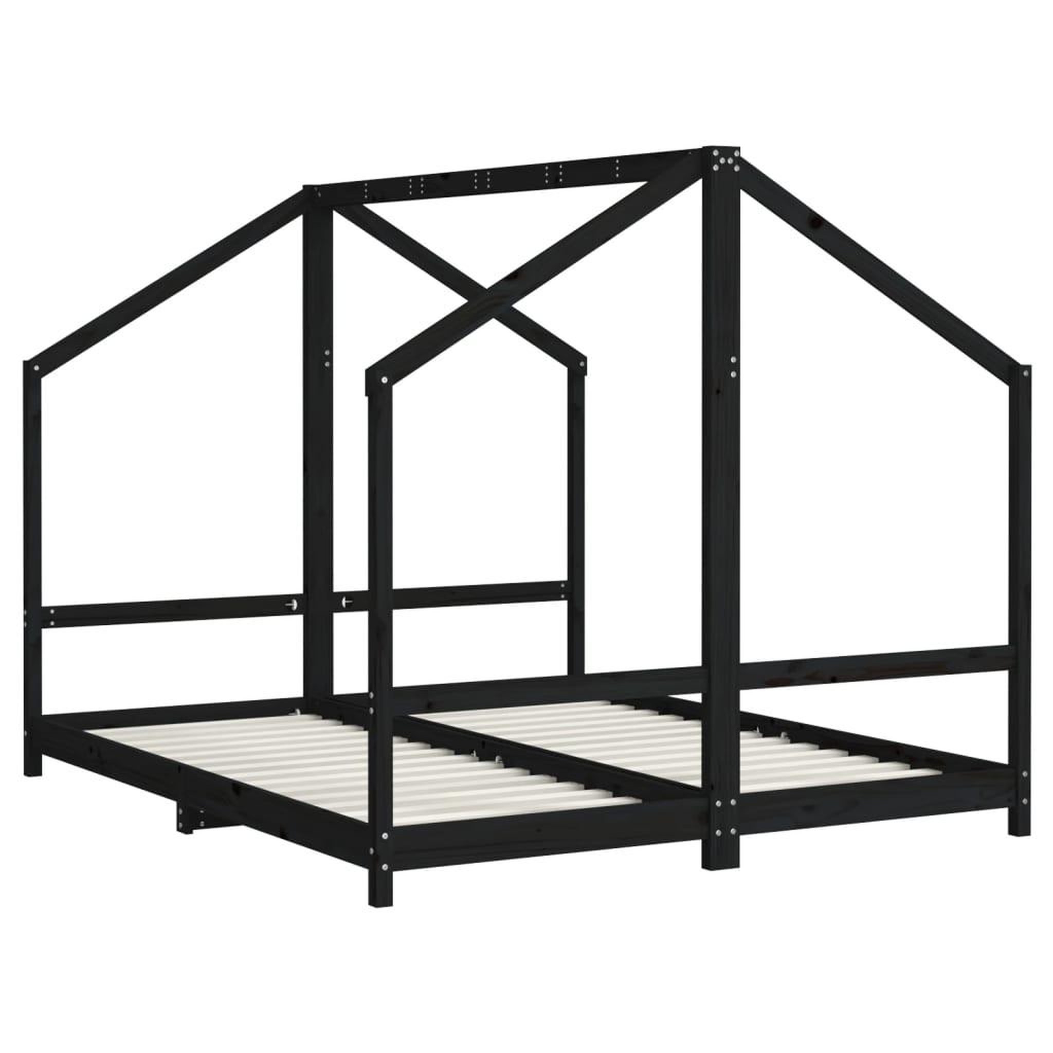 Voir la diapositive 3 : VIDAXL Cadre de lit pour enfants noir 2x(80x200) cm bois de pin massif
