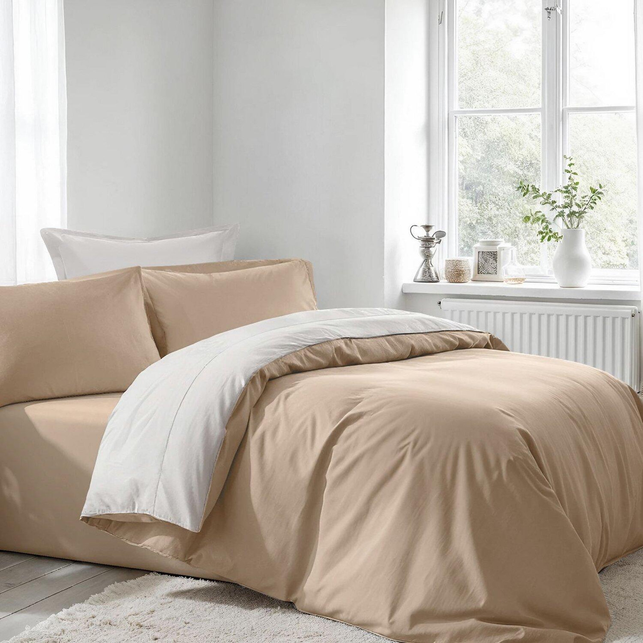 Voir la diapositive 1 : Home collection Parure housse de couette avec taie(s) 100 % coton Beige