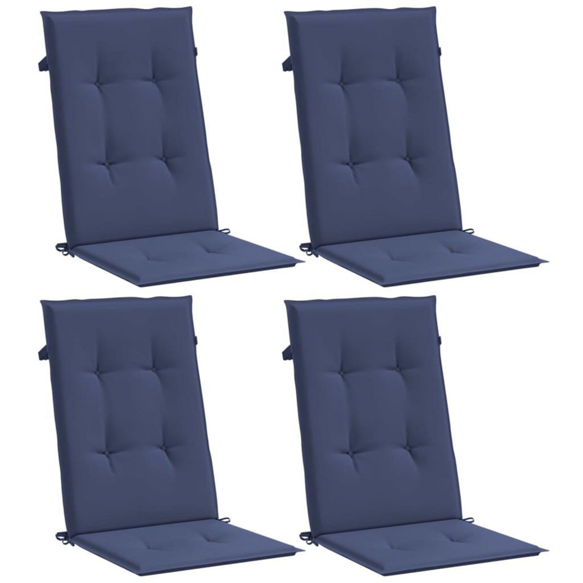 VIDAXL Coussins de chaise a dossier haut lot de 4 bleu marine tissu