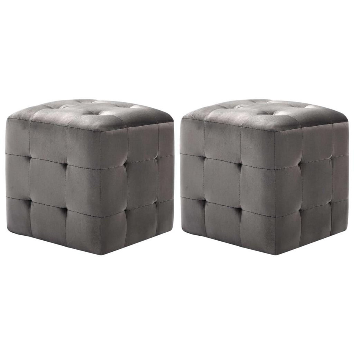 VIDAXL 2 pcs Tables de chevet Gris 30x30x30 cm Tissu velours