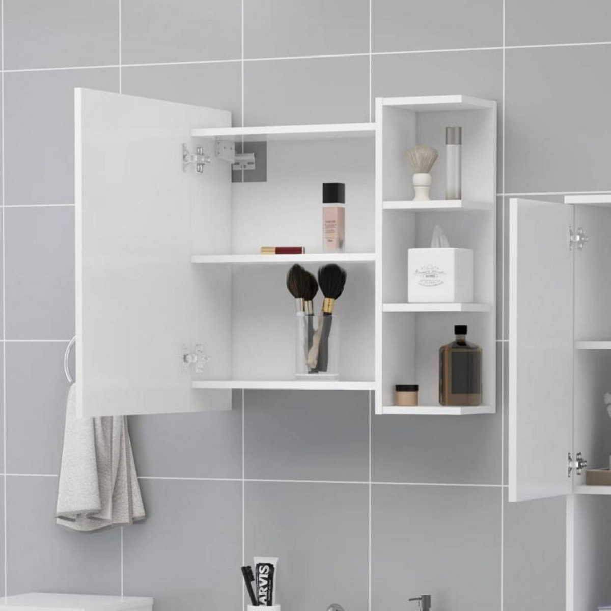 VIDAXL Armoire à miroir de salle de bain Blanc Bois d'ingénierie