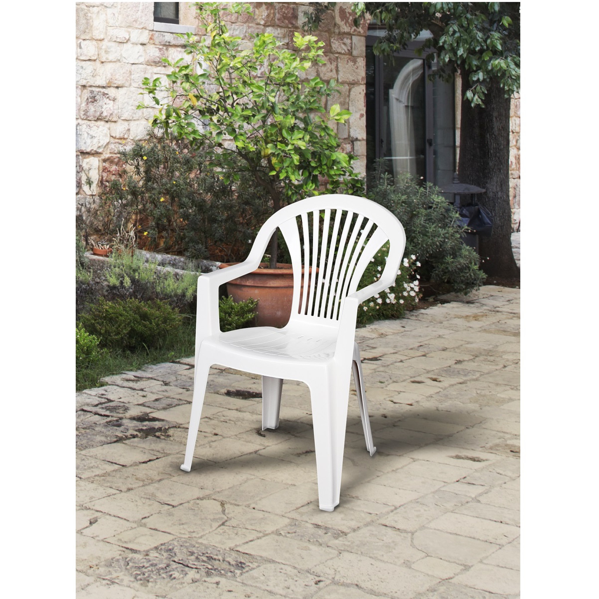 Voir la diapositive 2 : ARETA Lot de 4 fauteuils de jardin - Résine - Blanc - LIDO