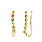 L'ATELIER D'AZUR Boucles d'Oreilles Or 18 Carats 750 Jaune - Contours Grimpeurs - Multicolores