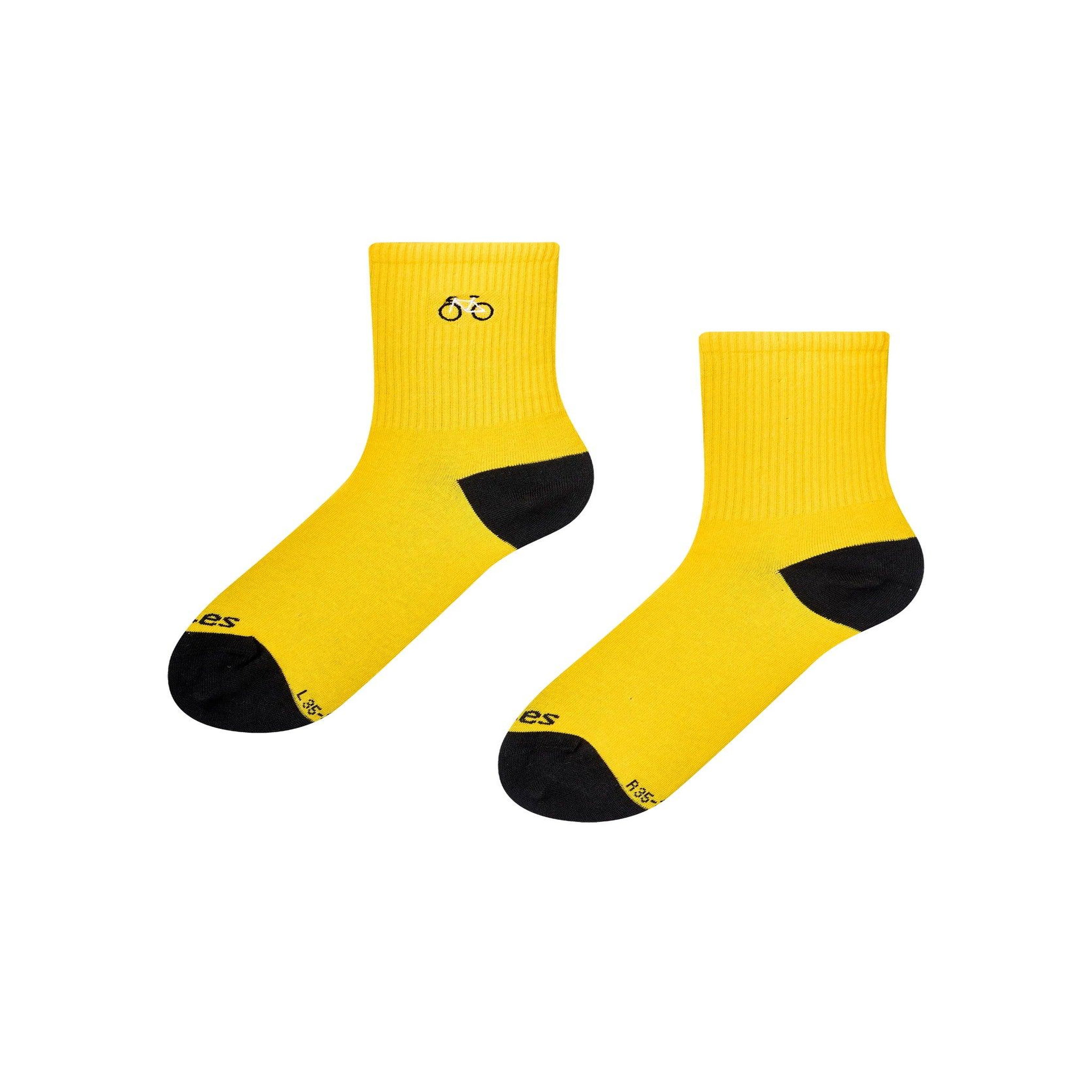 DEDOLES Chaussettes côtelées cyclisme jaune. Coloris disponibles : Jaune