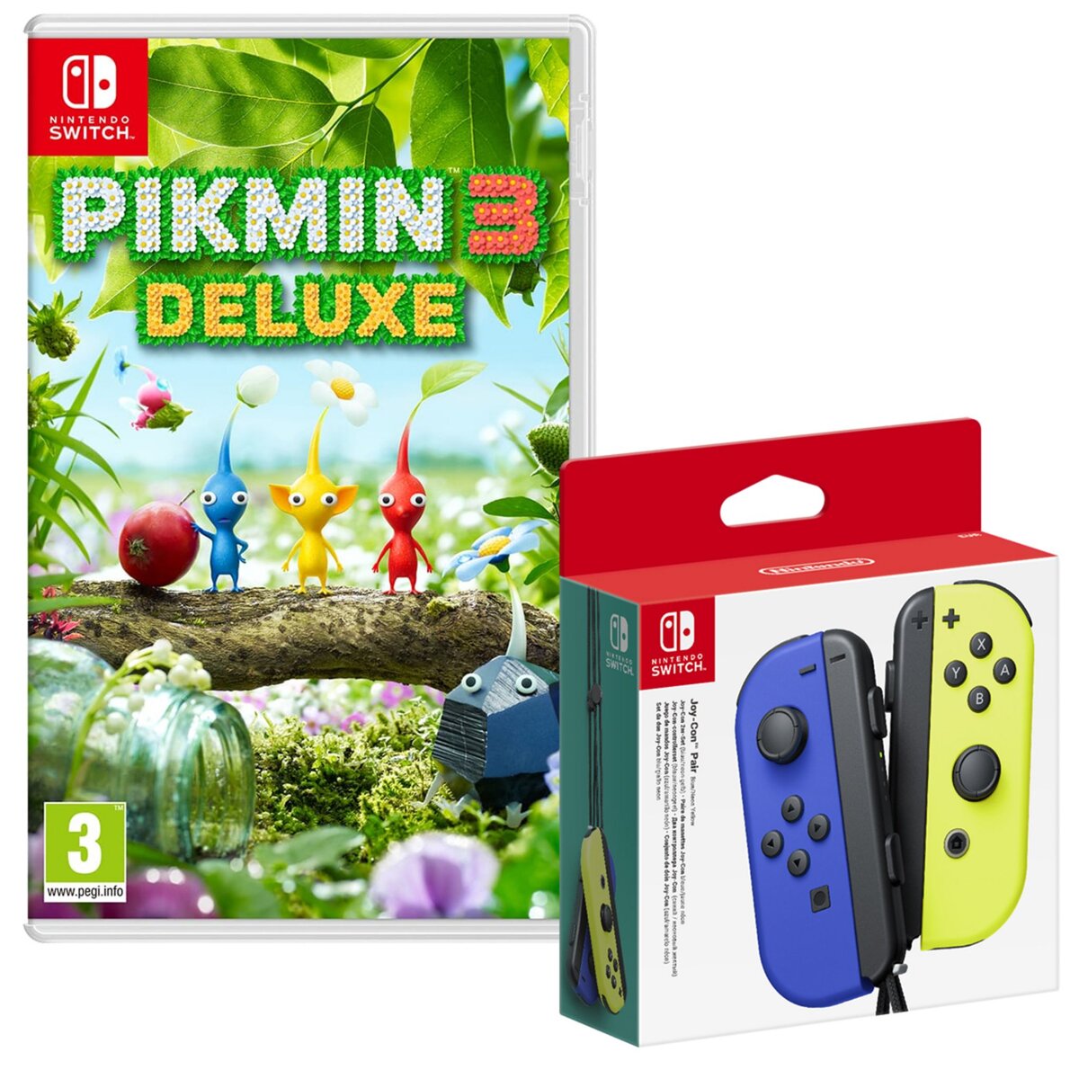 NINTENDO EXCLU WEB Manette Joy-Con Bleue et Jaune + Pikmin 3 Nintendo Switch