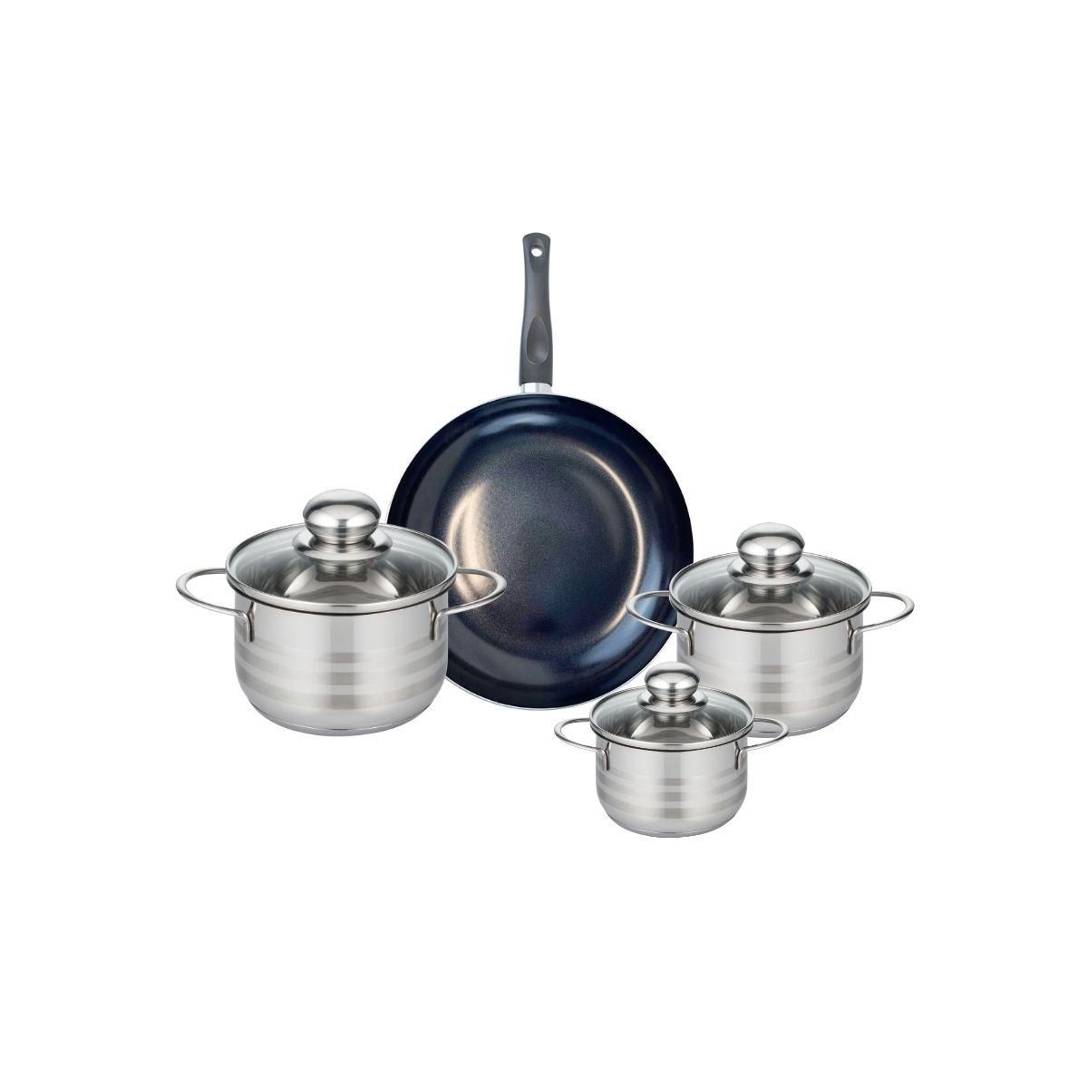 666 Barcelona Ensemble de 1 Poêle de cuisson 24 cm et 3 faitouts 12, 14 et 16 cm Elo Prima Brillant