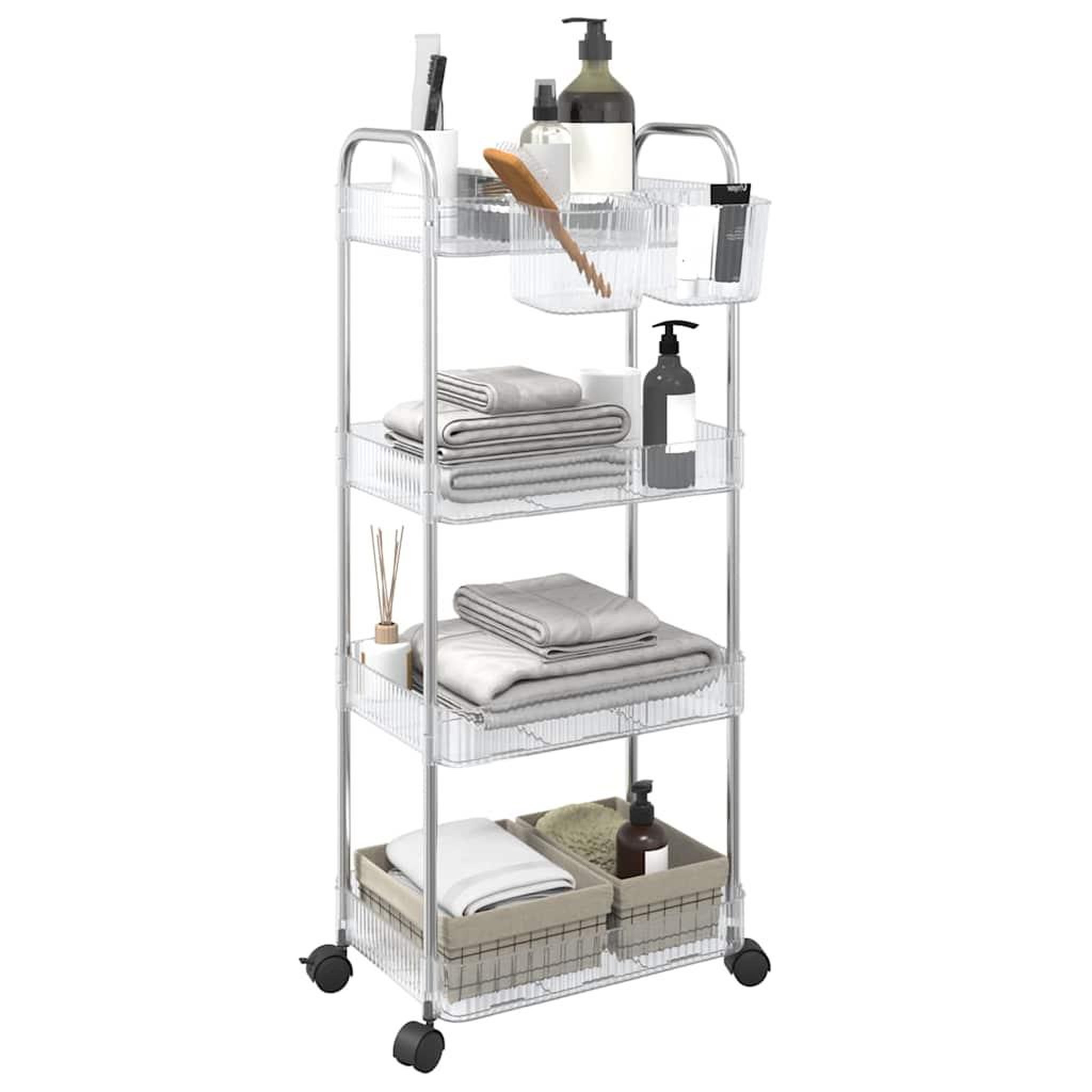 VIDAXL Chariot de rangement a 4 niveaux transparent acrylique