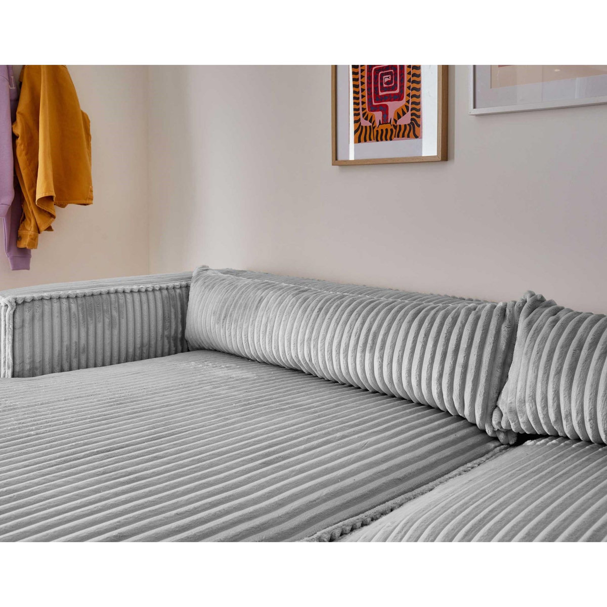 LISA DESIGN Ela - canapé d'angle gauche - 4 places - en velours côtelé grosses côtes