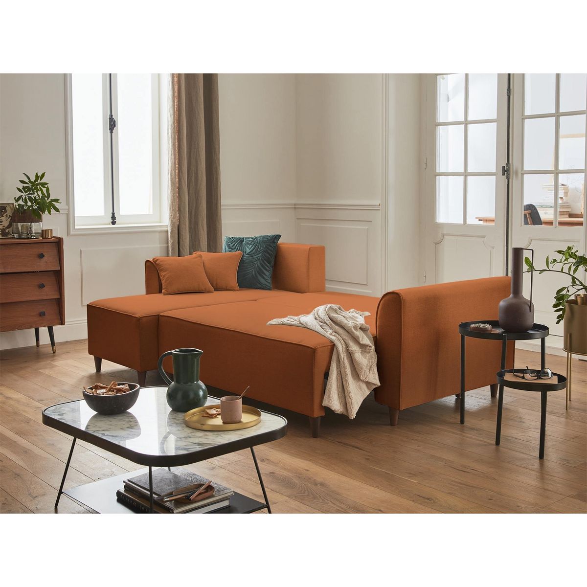 BEST MOBILIER Saphir - canapé d'angle réversible 4 places - convertible - avec coffre - en tissu