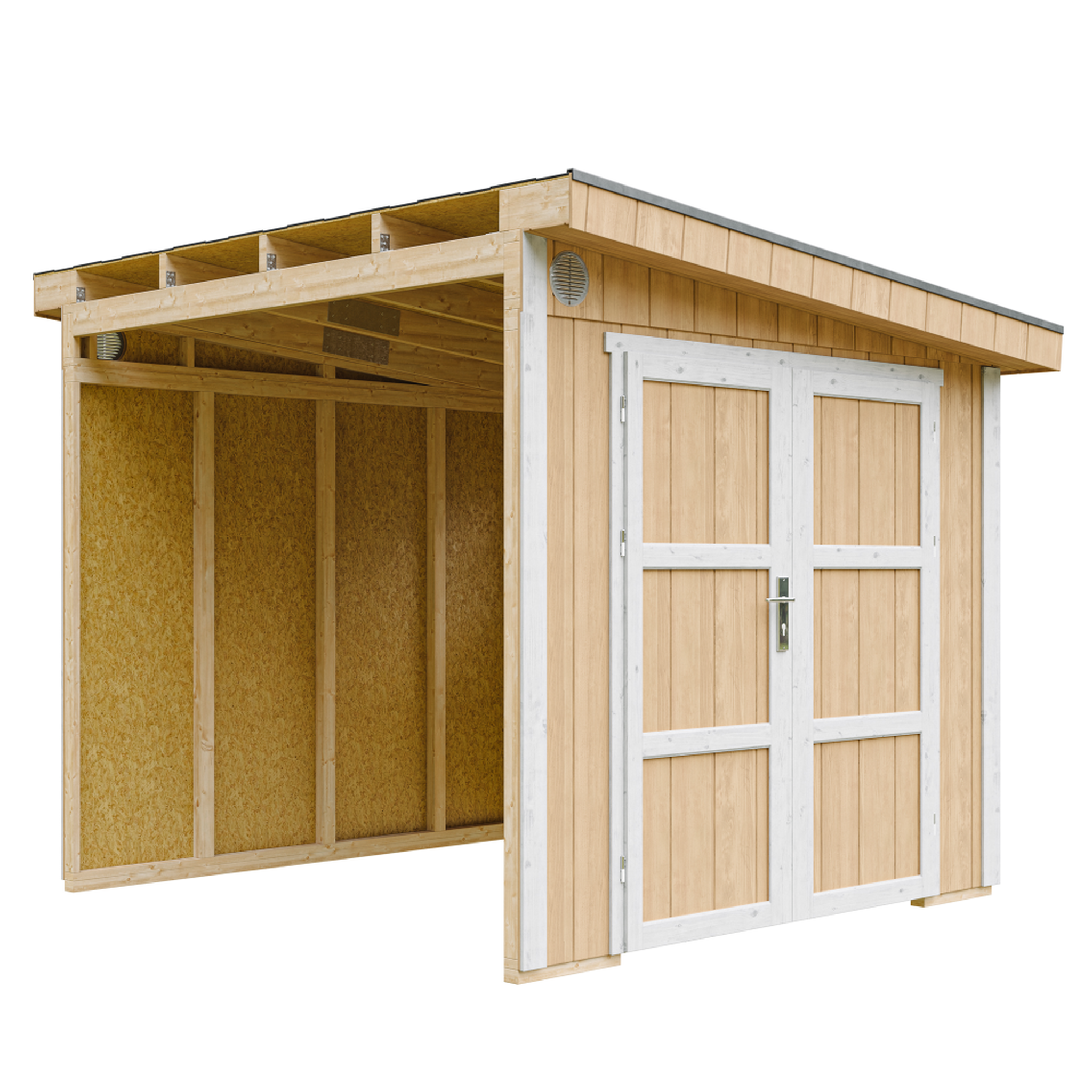 Voir la diapositive 1 : TIMBELA Abri de jardin qualité premium 5,9 m² 231x248x294 cm sans plancher et paroi latérale m938b