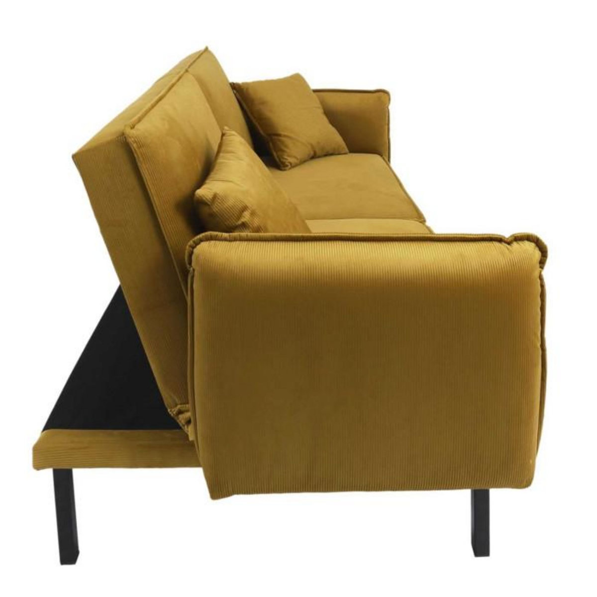 Paris Prix Canapé Convertible en Velours  Giulia  198cm Jaune